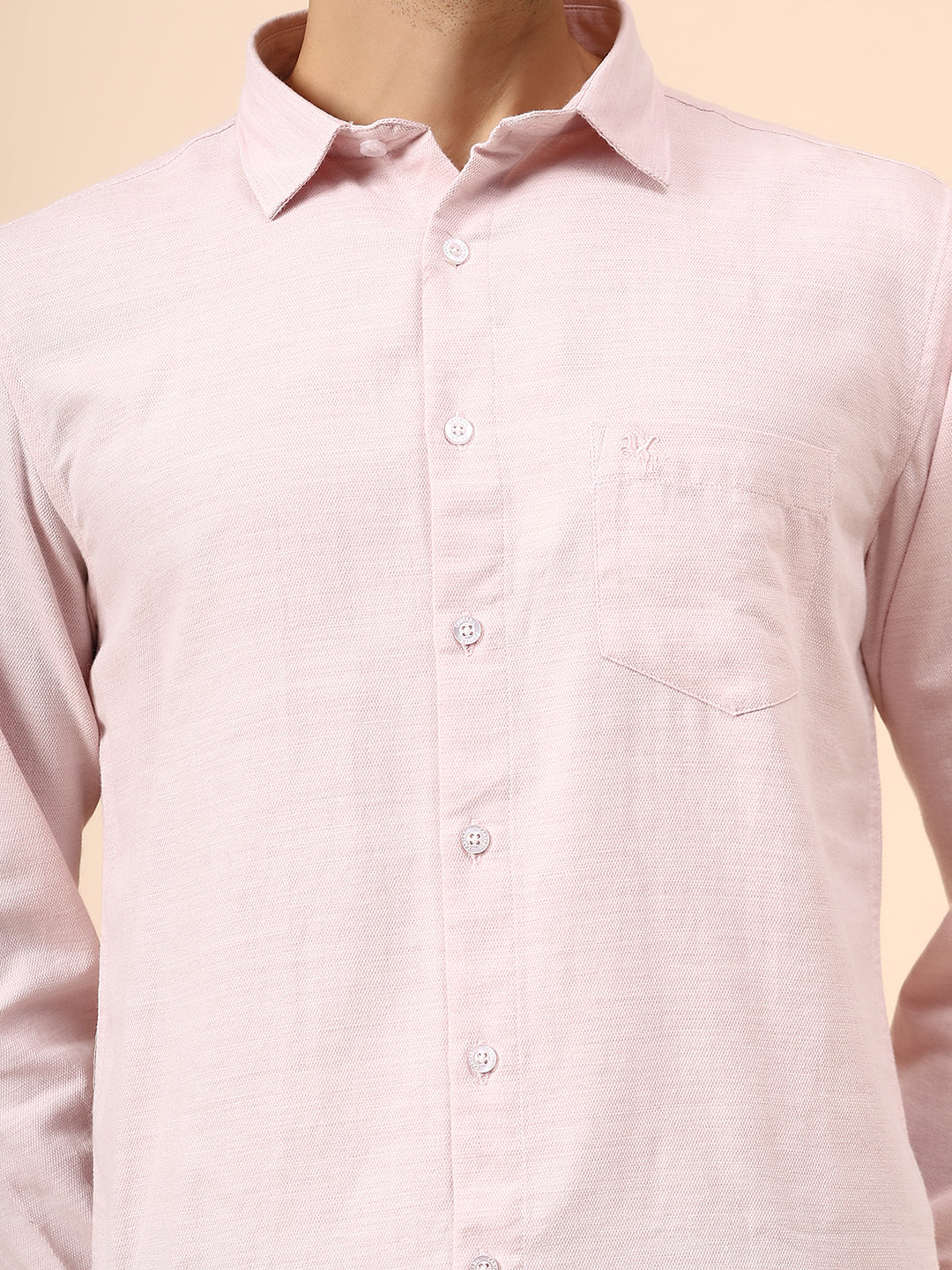 Casual Shirt for Men | Breathable & Soft with Color Fastness Regular Fit Spread Collar Neck Cotton Blend Fabric Self Design Pattern - Image 6