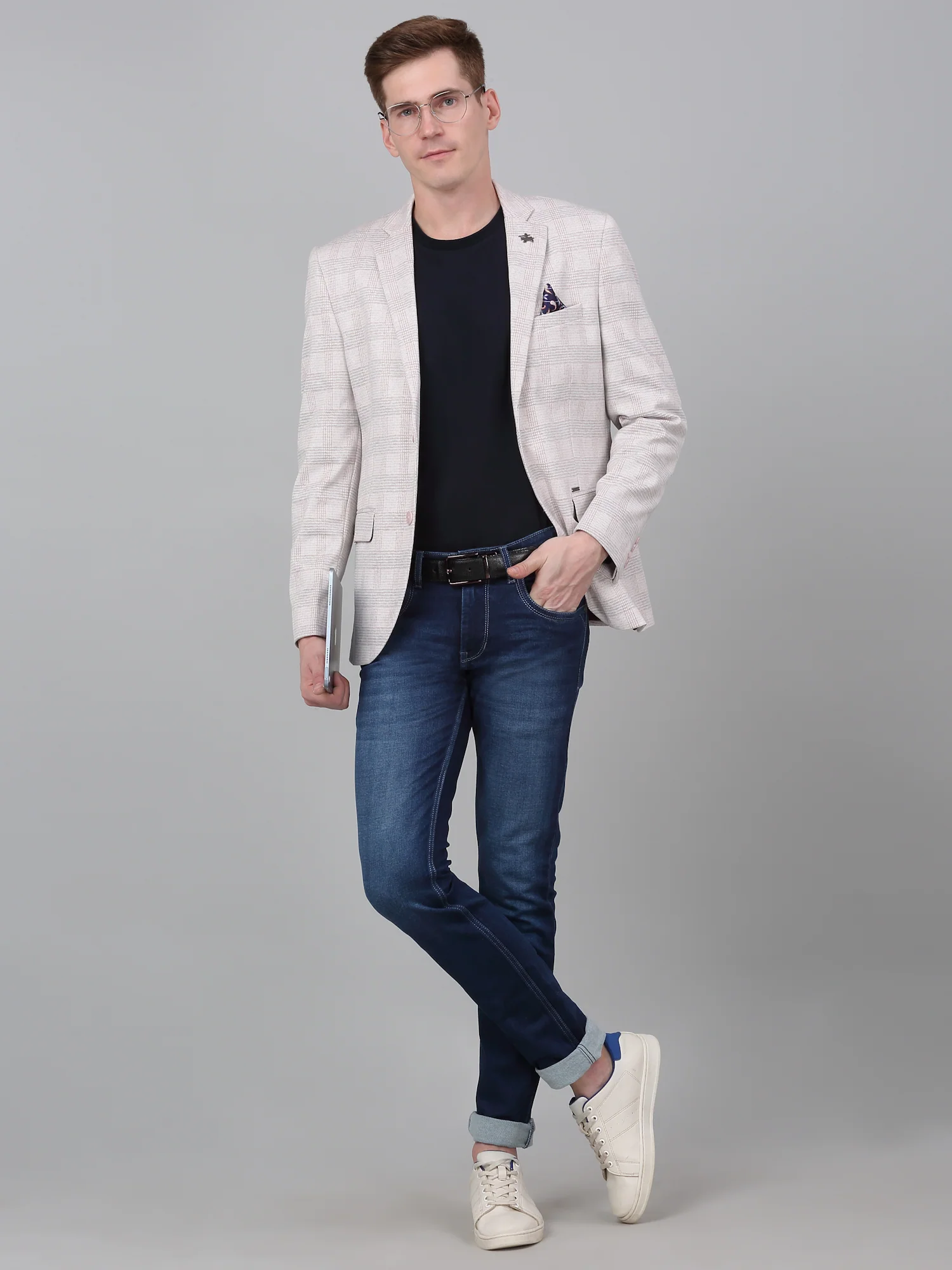 Blazer for Men | Premium Casual Blazer Slim Fit Notched Collar Terry Rayon Fabric Checkered Pattern - Image 2