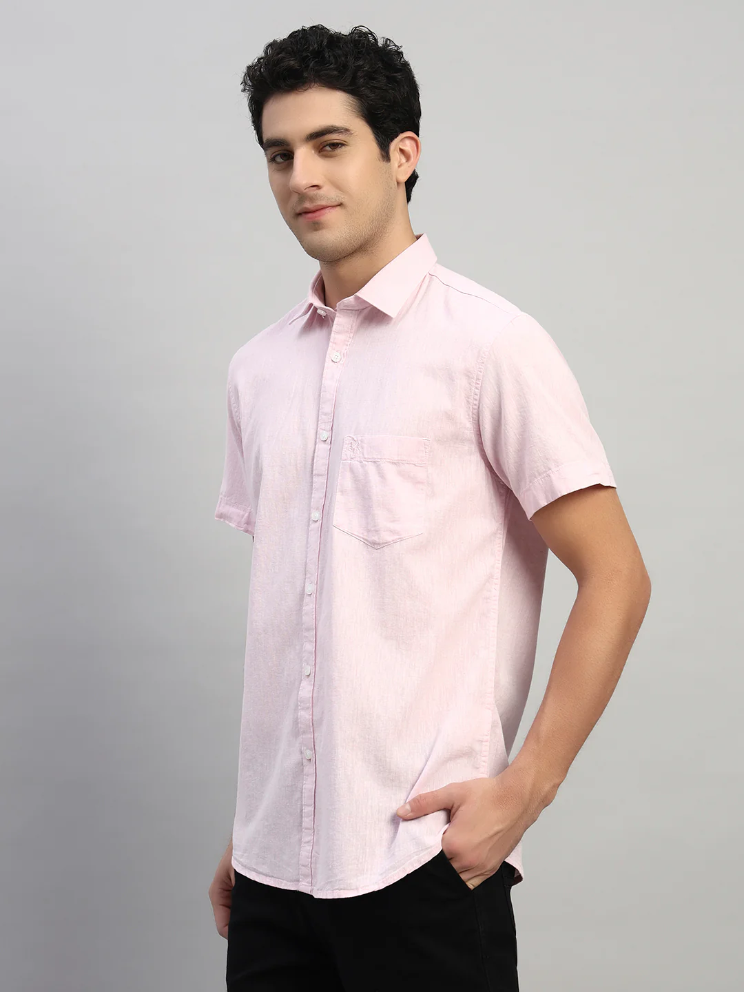 Casual Shirt for Men | Breathable & Soft with Color Fastness Regular Fit Spread Collar Neck Cotton Fabric Solid Pattern - Image 4