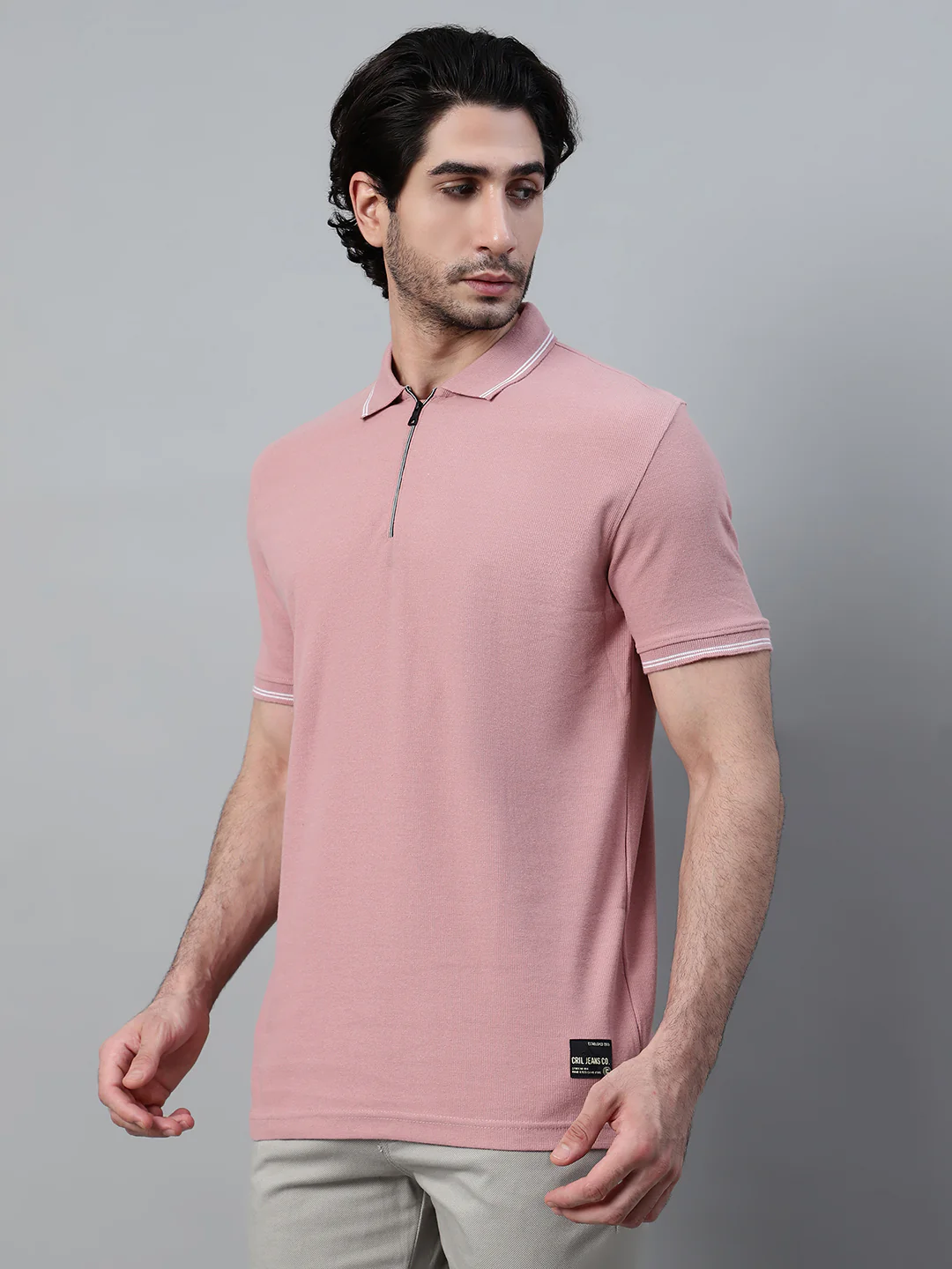 T-Shirt for Men | Breathable & Soft with Color Fastness Regular Fit Polo Neck Poly Cotton Fabric Solid Pattern - Image 3