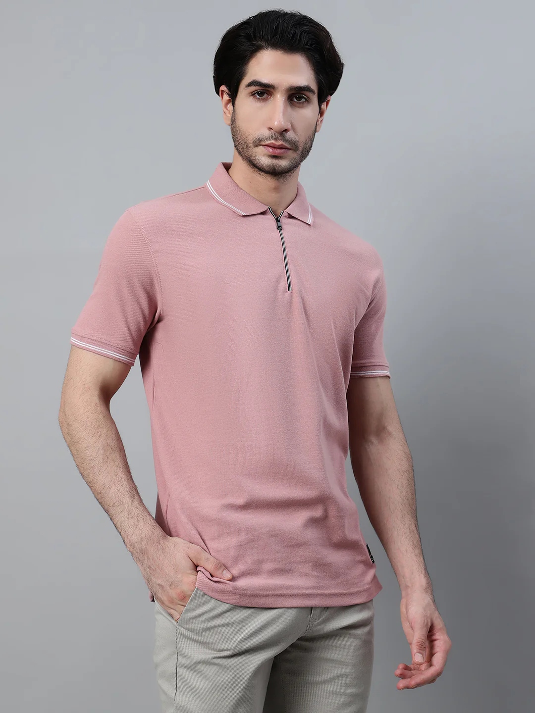 T-Shirt for Men | Breathable & Soft with Color Fastness Regular Fit Polo Neck Poly Cotton Fabric Solid Pattern - Image 4