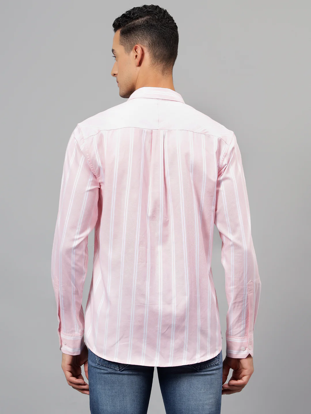 Casual Shirt for Men | Breathable & Soft with Color Fastness Regular Fit Spread Collar Neck Cotton Fabric Striped Pattern - Image 2