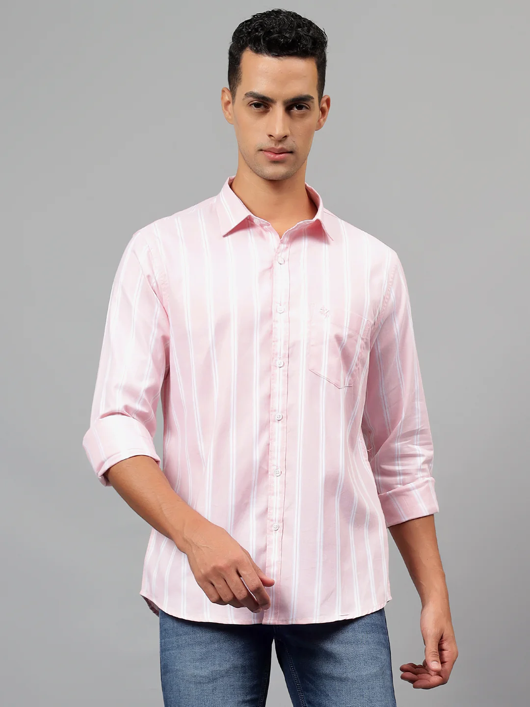 Casual Shirt for Men | Breathable & Soft with Color Fastness Regular Fit Spread Collar Neck Cotton Fabric Striped Pattern - Image 3