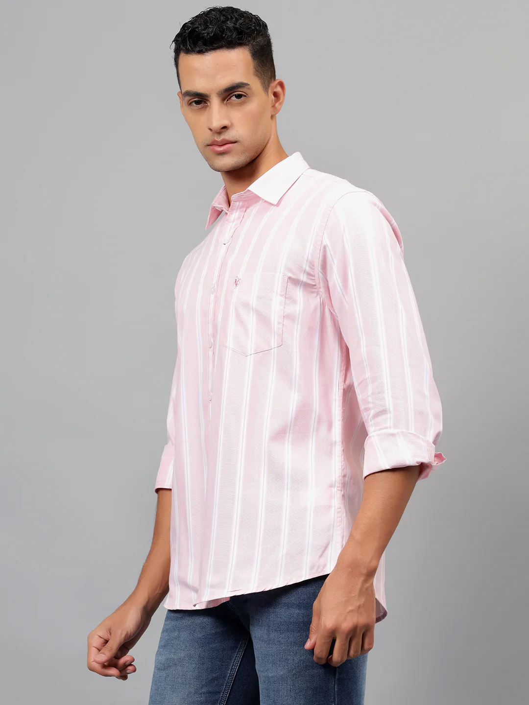 Casual Shirt for Men | Breathable & Soft with Color Fastness Regular Fit Spread Collar Neck Cotton Fabric Striped Pattern - Image 4