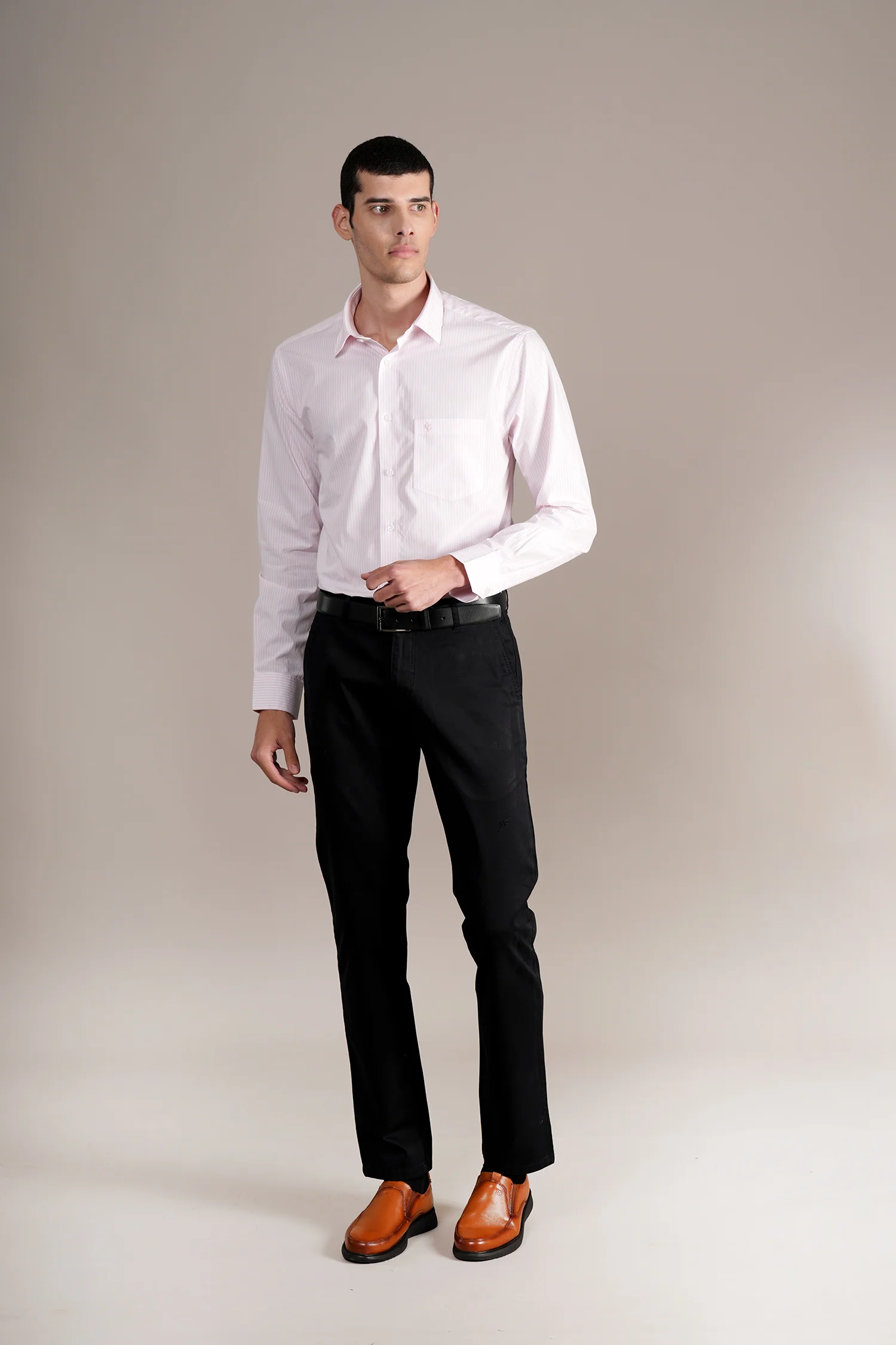 Formal Shirt for Men l Breathable & Soft with Color Fastness Regular Fit Spread Collar Neck Cotton Fabric Striped Pattern - Image 2