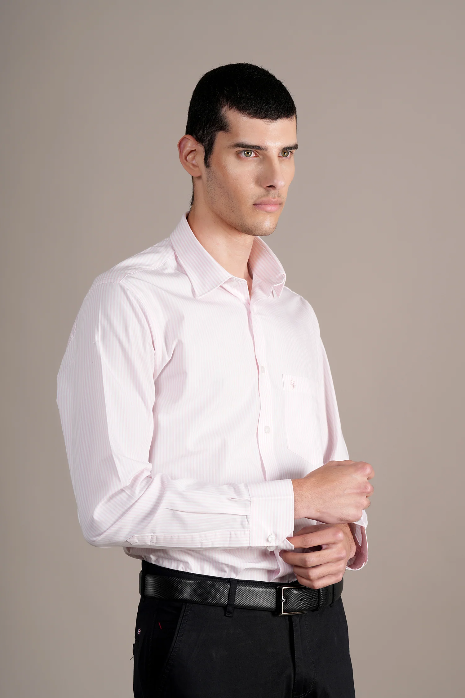 Formal Shirt for Men l Breathable & Soft with Color Fastness Regular Fit Spread Collar Neck Cotton Fabric Striped Pattern - Image 3