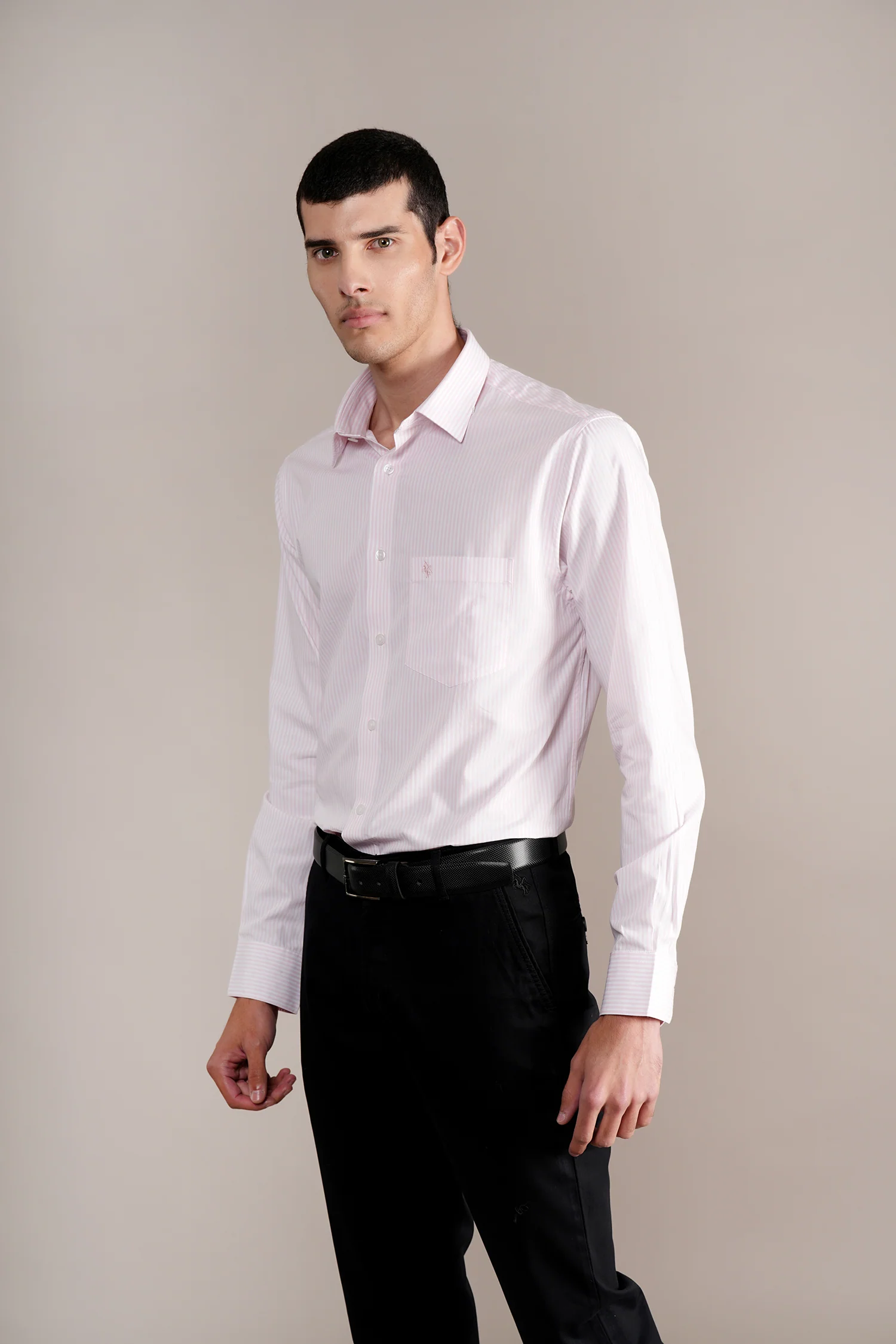 Formal Shirt for Men l Breathable & Soft with Color Fastness Regular Fit Spread Collar Neck Cotton Fabric Striped Pattern - Image 4