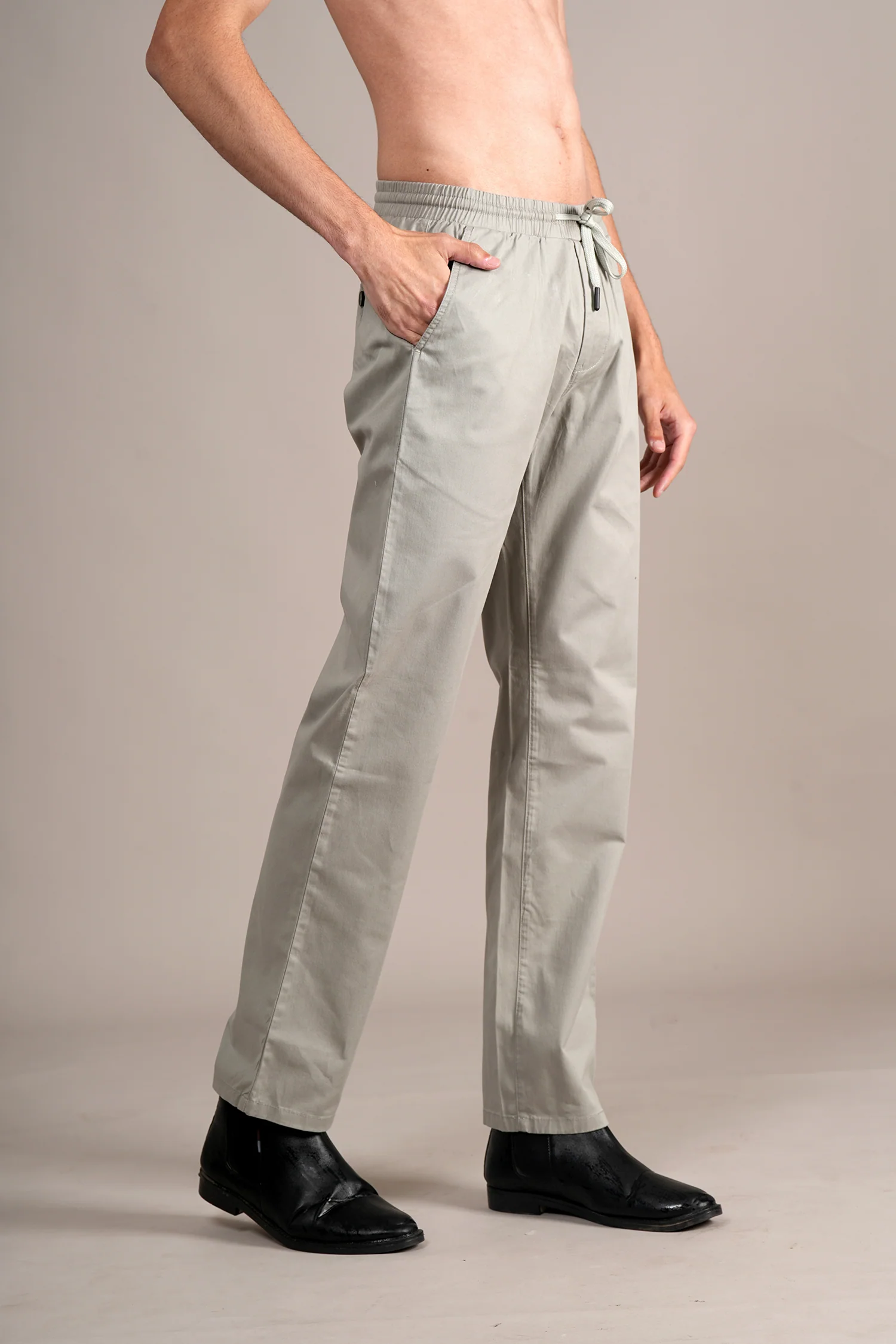 Casual Trouser for Men | Breathable & Soft with Color Fastness Regular Fit Cotton Blend Fabric Solid Pattern Drawstring Closure - Image 4