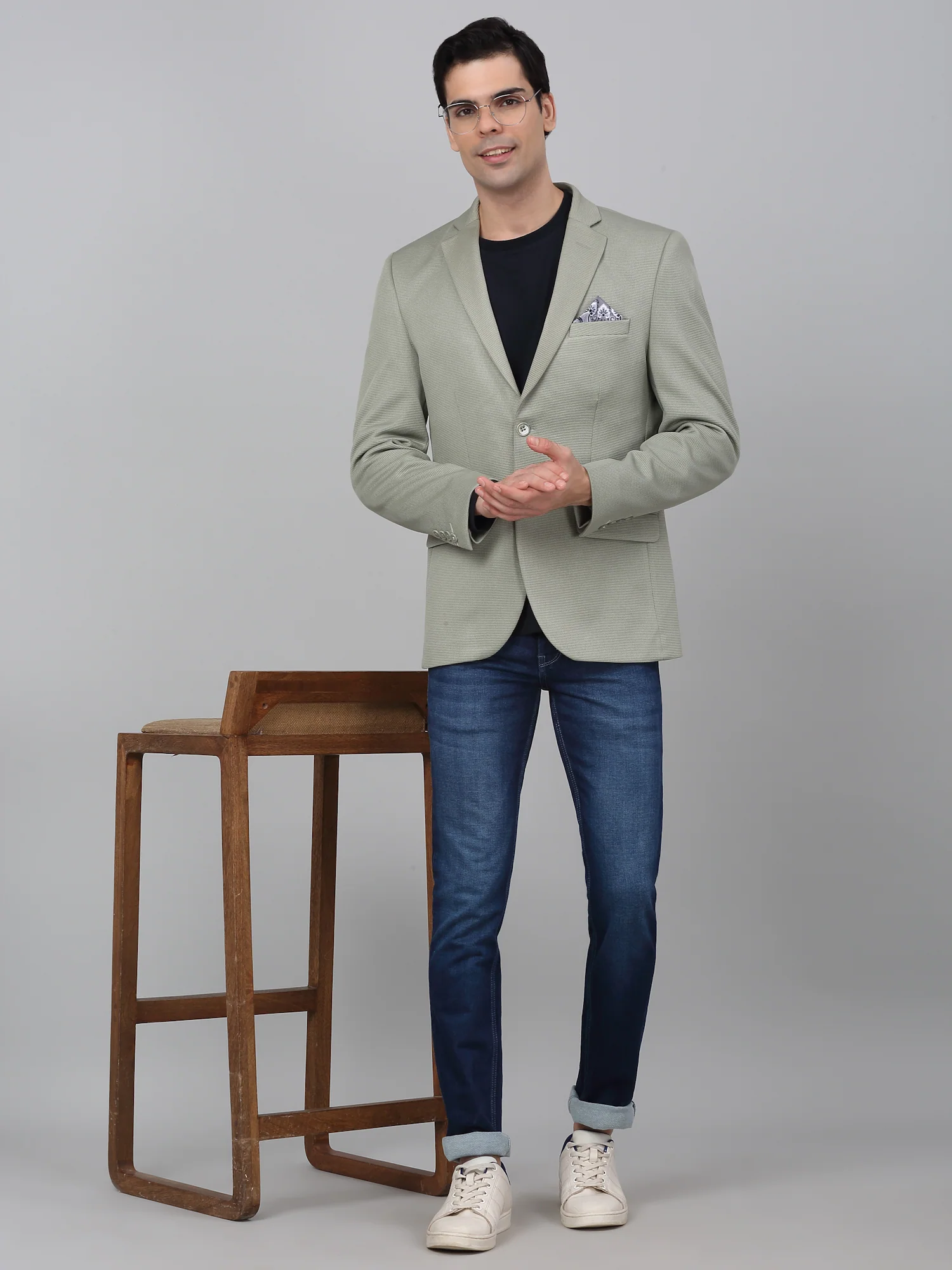 Blazer for Men | Premium Casual Blazer Slim Fit Notched Collar Terry Rayon Fabric Self Design Pattern - Image 2