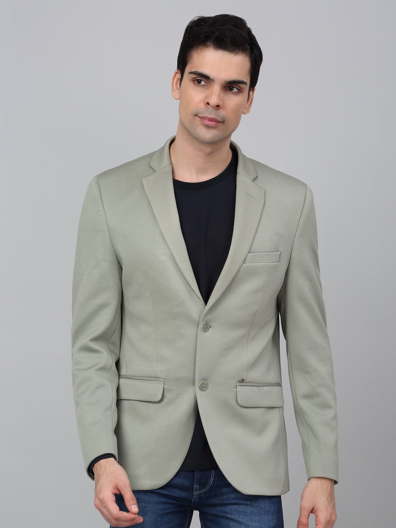 Blazer for Men | Premium Casual Blazer Slim Fit Notched Collar Terry Rayon Fabric Self Design Pattern - Image 3