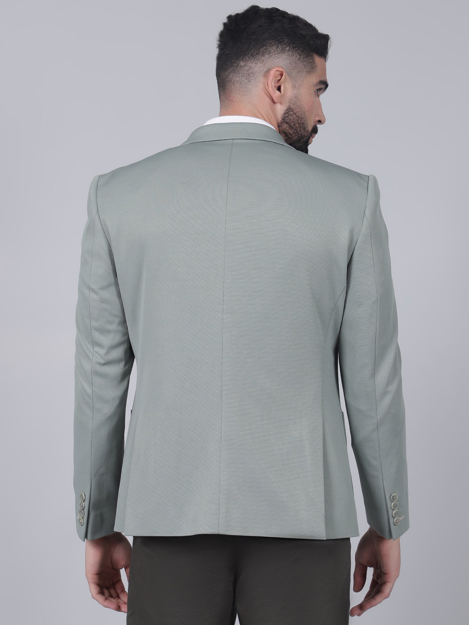 Green Self-Design Casual Blazer for Men | Cantabil - Image 5