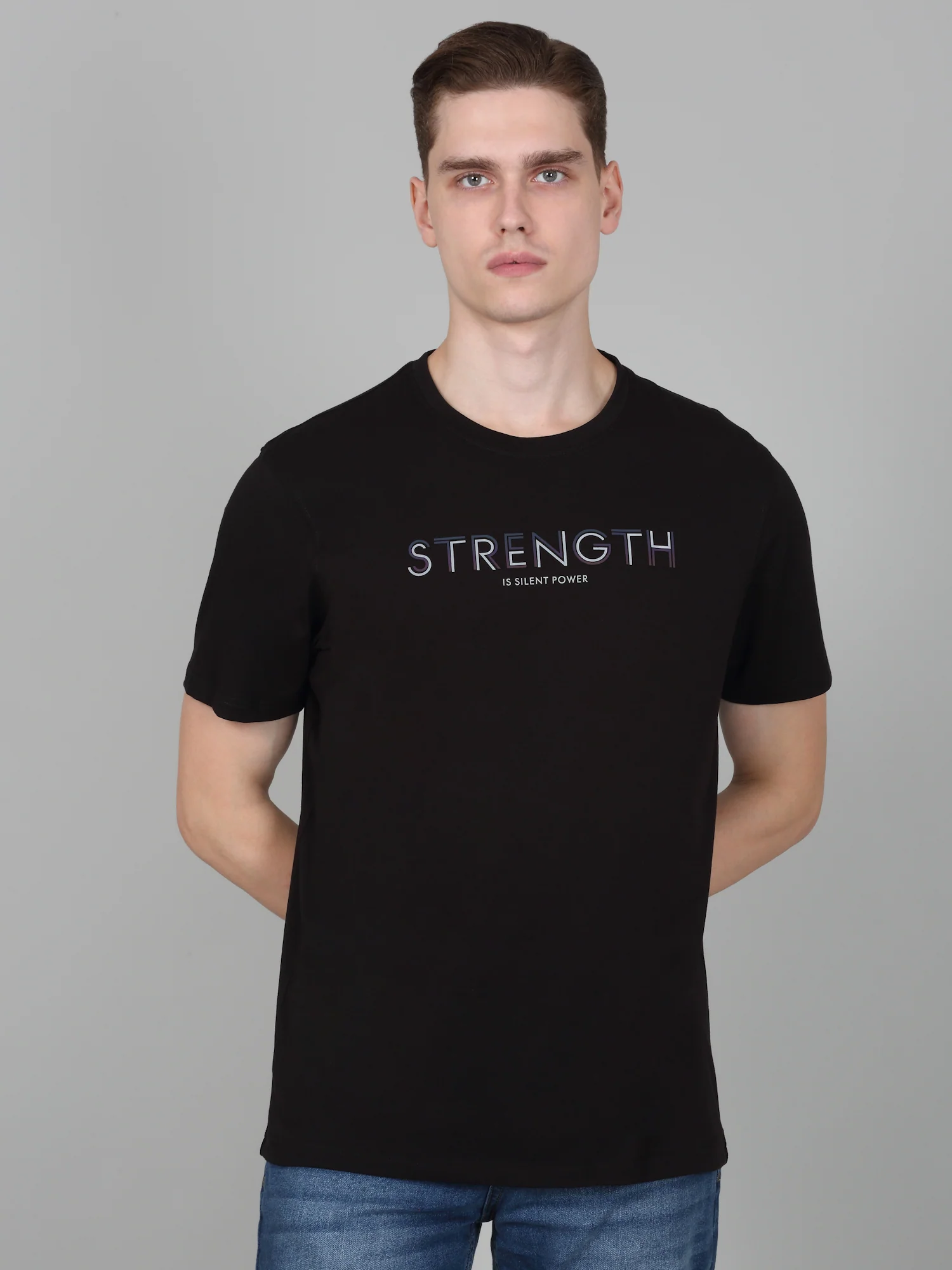 T-Shirt for Men | Breathable & Soft with Color Fastness Regular Fit Round Neck Cotton Blend Fabric Printed Pattern - Image 2