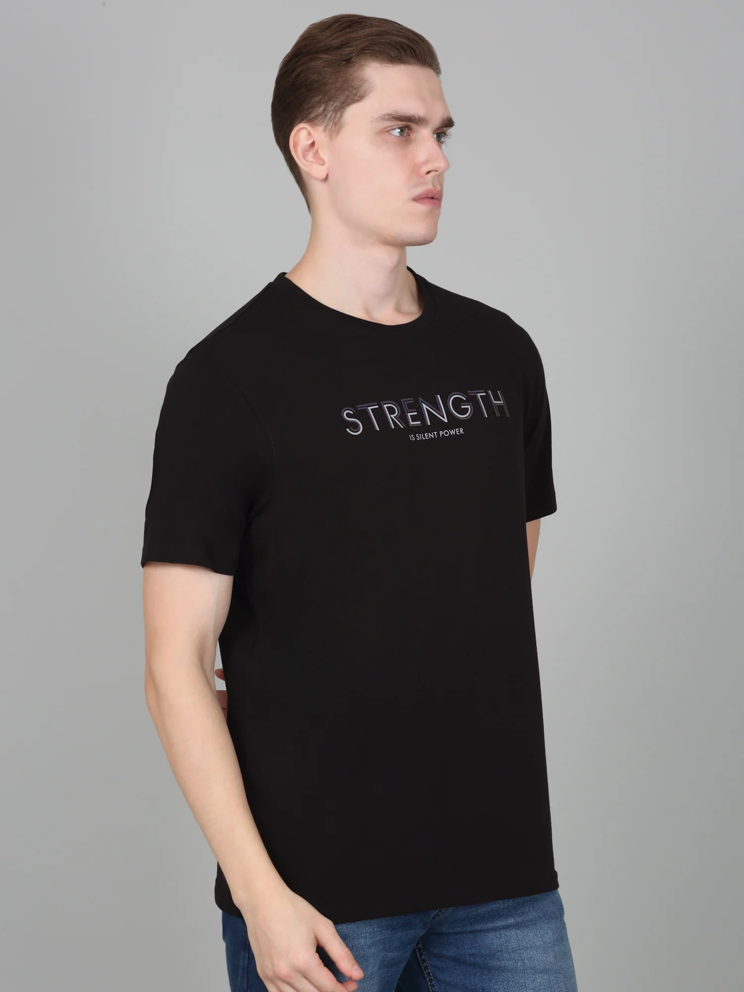 T-Shirt for Men | Breathable & Soft with Color Fastness Regular Fit Round Neck Cotton Blend Fabric Printed Pattern - Image 4
