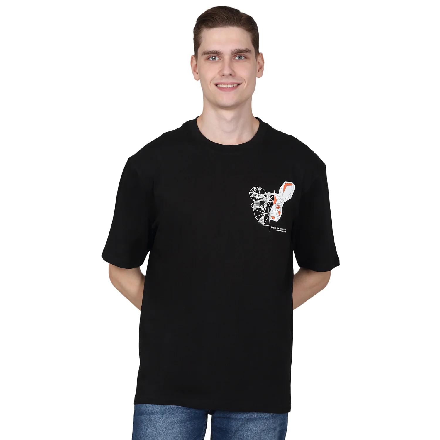 T-Shirt for Men | Breathable & Soft with Color Fastness Regular Fit Round Neck Poly Cotton Fabric Printed Pattern - Image 9