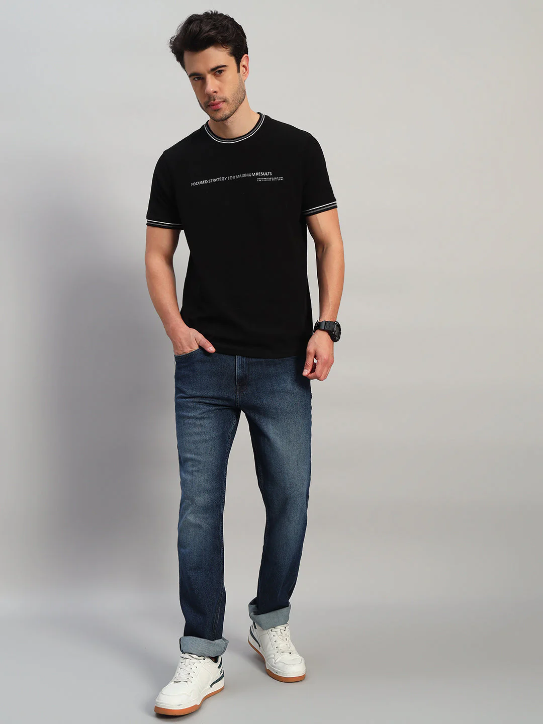 T-Shirt for Men | Breathable & Soft with Color Fastness Regular Fit Round Neck Poly Cotton Fabric Printed Pattern - Image 2