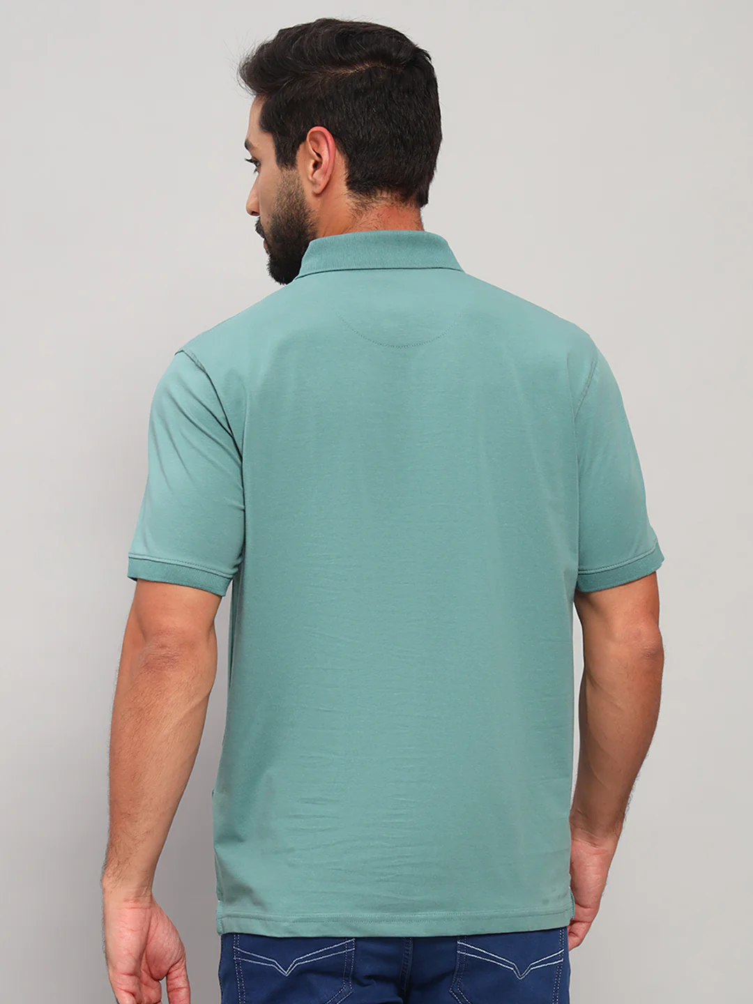 T-Shirt for Men | Breathable & Soft with Color Fastness Regular Fit Polo Neck Cotton Blend Fabric Solid Pattern - Image 2