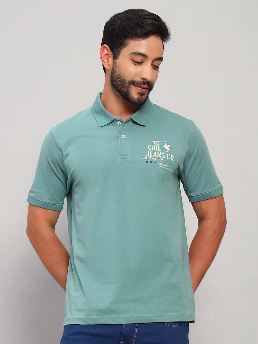 T-Shirt for Men | Breathable & Soft with Color Fastness Regular Fit Polo Neck Cotton Blend Fabric Solid Pattern - Image 4