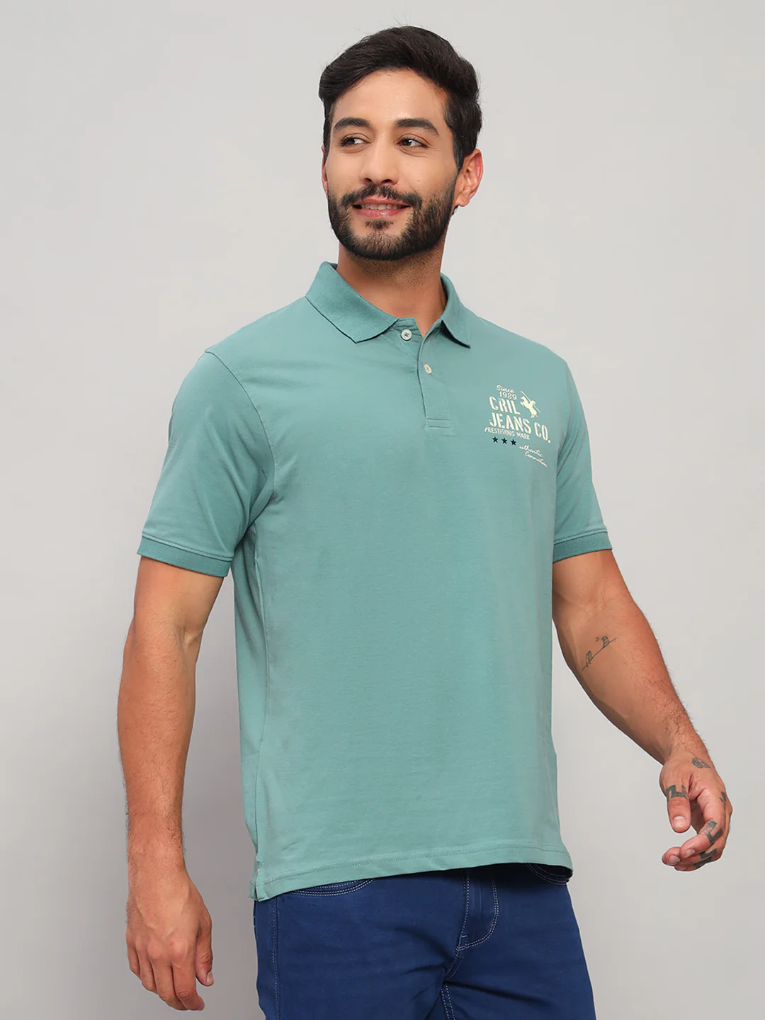 T-Shirt for Men | Breathable & Soft with Color Fastness Regular Fit Polo Neck Cotton Blend Fabric Solid Pattern - Image 6