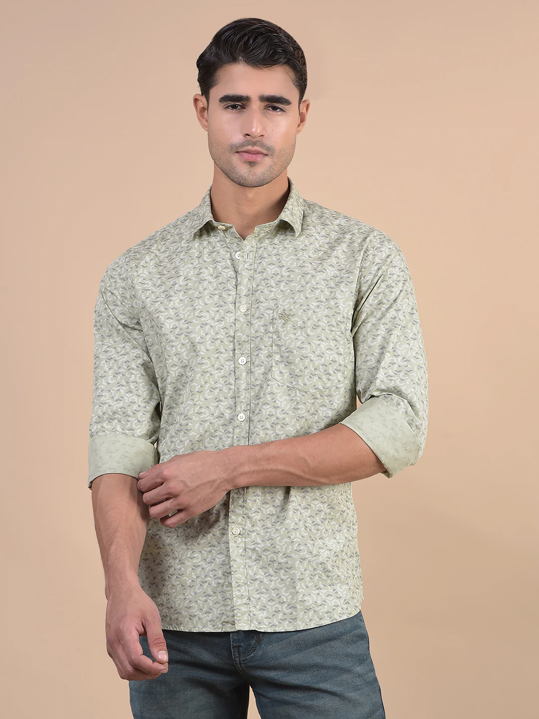 Casual Shirt for Men | Breathable & Soft with Color Fastness Regular Fit Spread Collar Neck Cotton Fabric Printed Pattern - Image 3