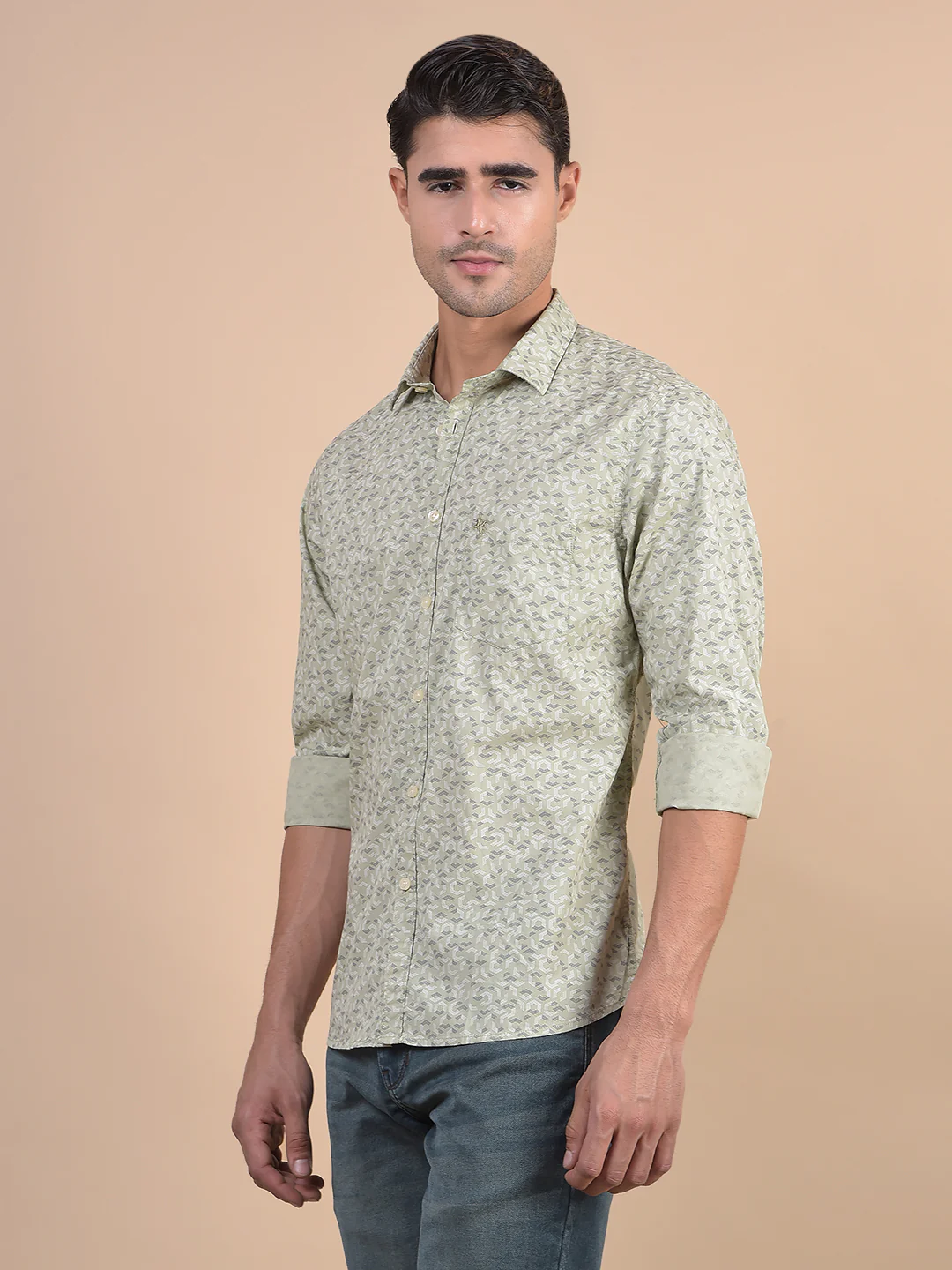 Casual Shirt for Men | Breathable & Soft with Color Fastness Regular Fit Spread Collar Neck Cotton Fabric Printed Pattern - Image 5