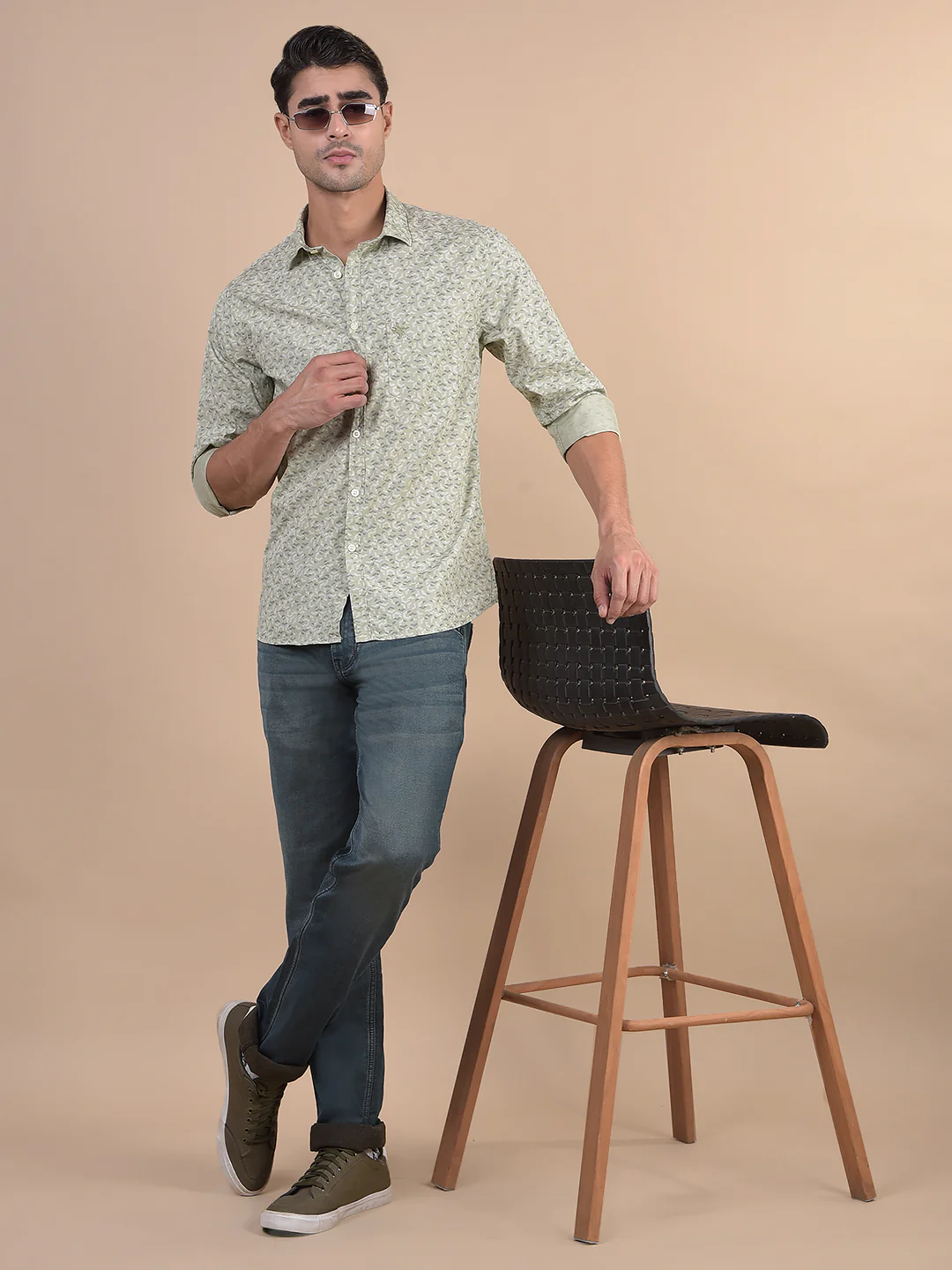 Casual Shirt for Men | Breathable & Soft with Color Fastness Regular Fit Spread Collar Neck Cotton Fabric Printed Pattern - Image 8