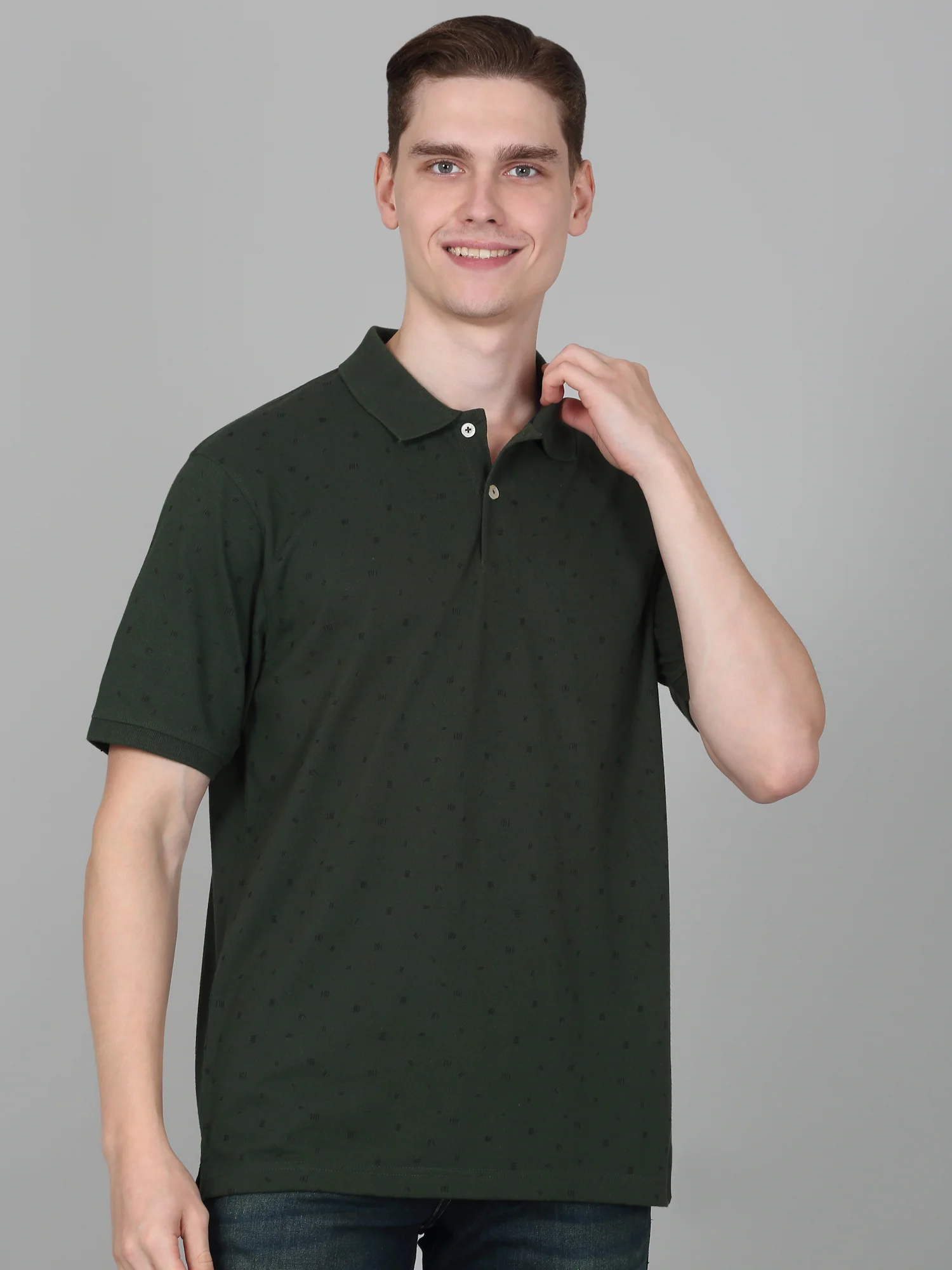 T-Shirt for Men | Breathable & Soft with Color Fastness Regular Fit Polo Neck Poly Cotton Fabric Printed Pattern - Image 2