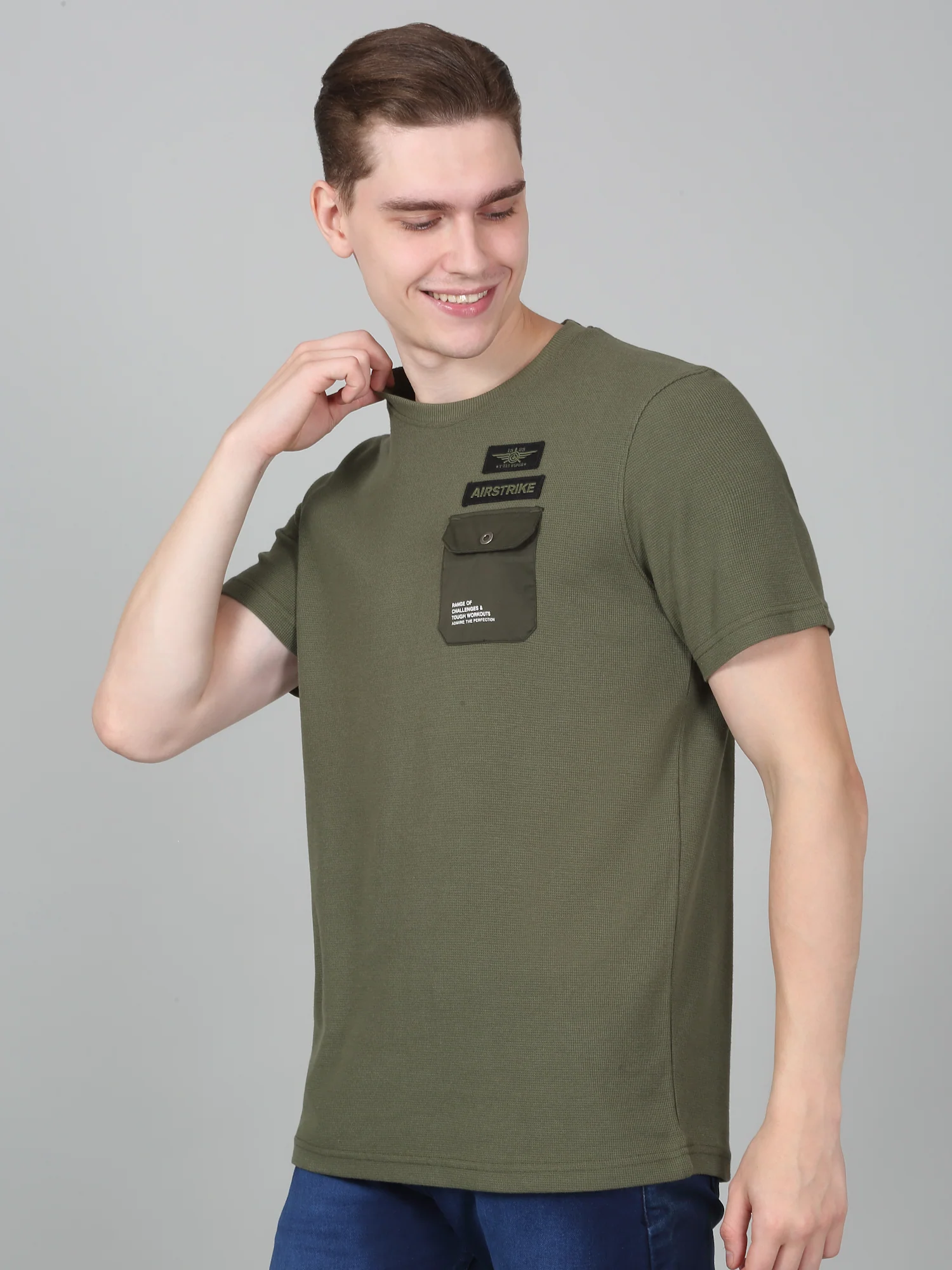 T-Shirt for Men | Breathable & Soft with Color Fastness Regular Fit Round Neck Poly Cotton Fabric Solid Pattern - Image 2