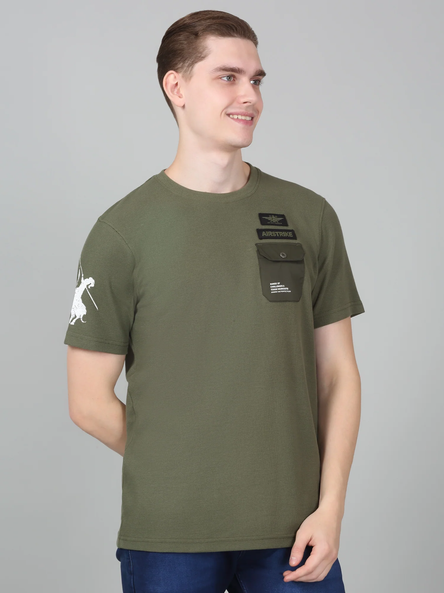 T-Shirt for Men | Breathable & Soft with Color Fastness Regular Fit Round Neck Poly Cotton Fabric Solid Pattern - Image 3