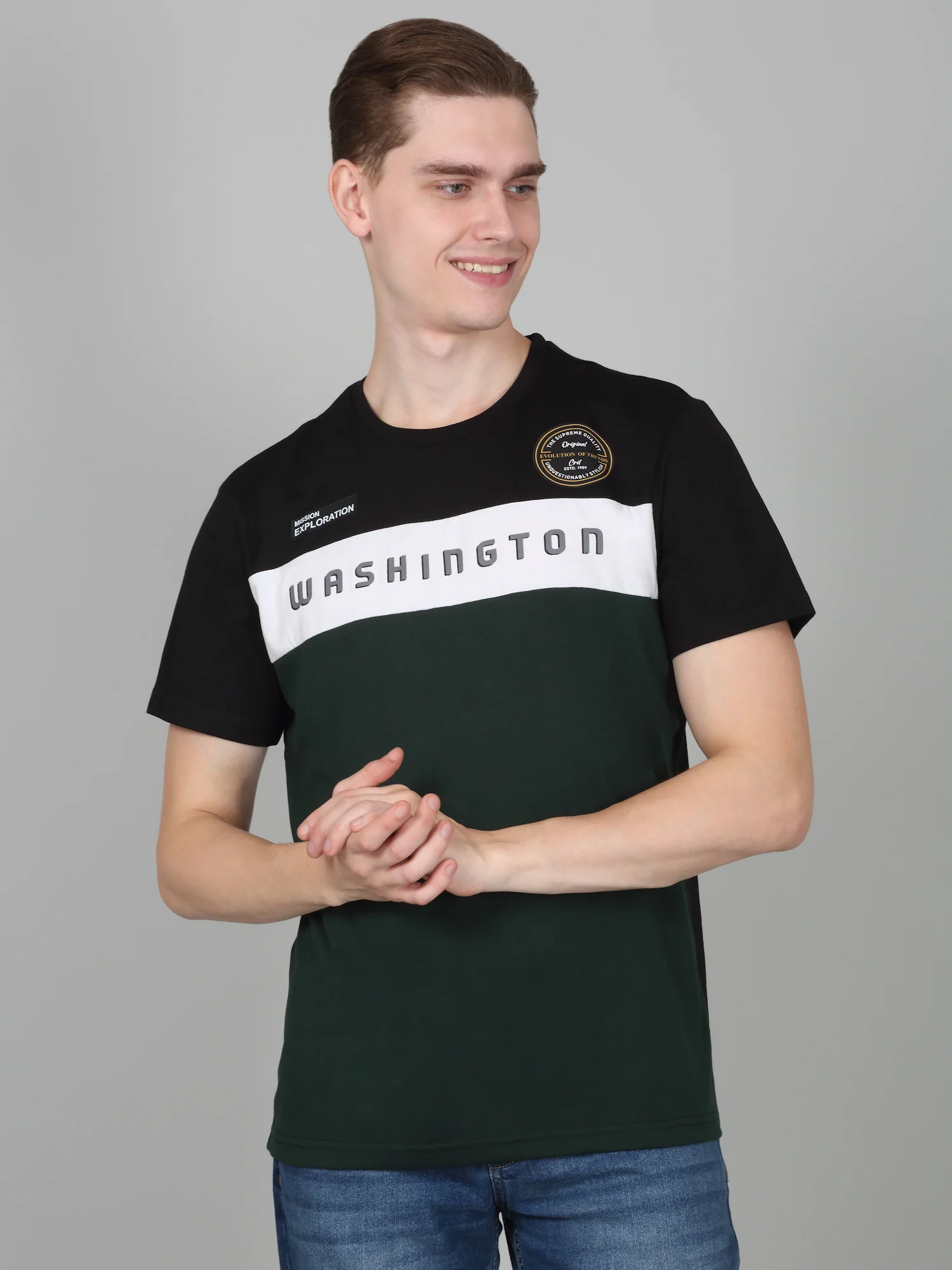 T-Shirt for Men | Breathable & Soft with Color Fastness Regular Fit Round Neck Poly Cotton Fabric Printed Pattern - Image 2