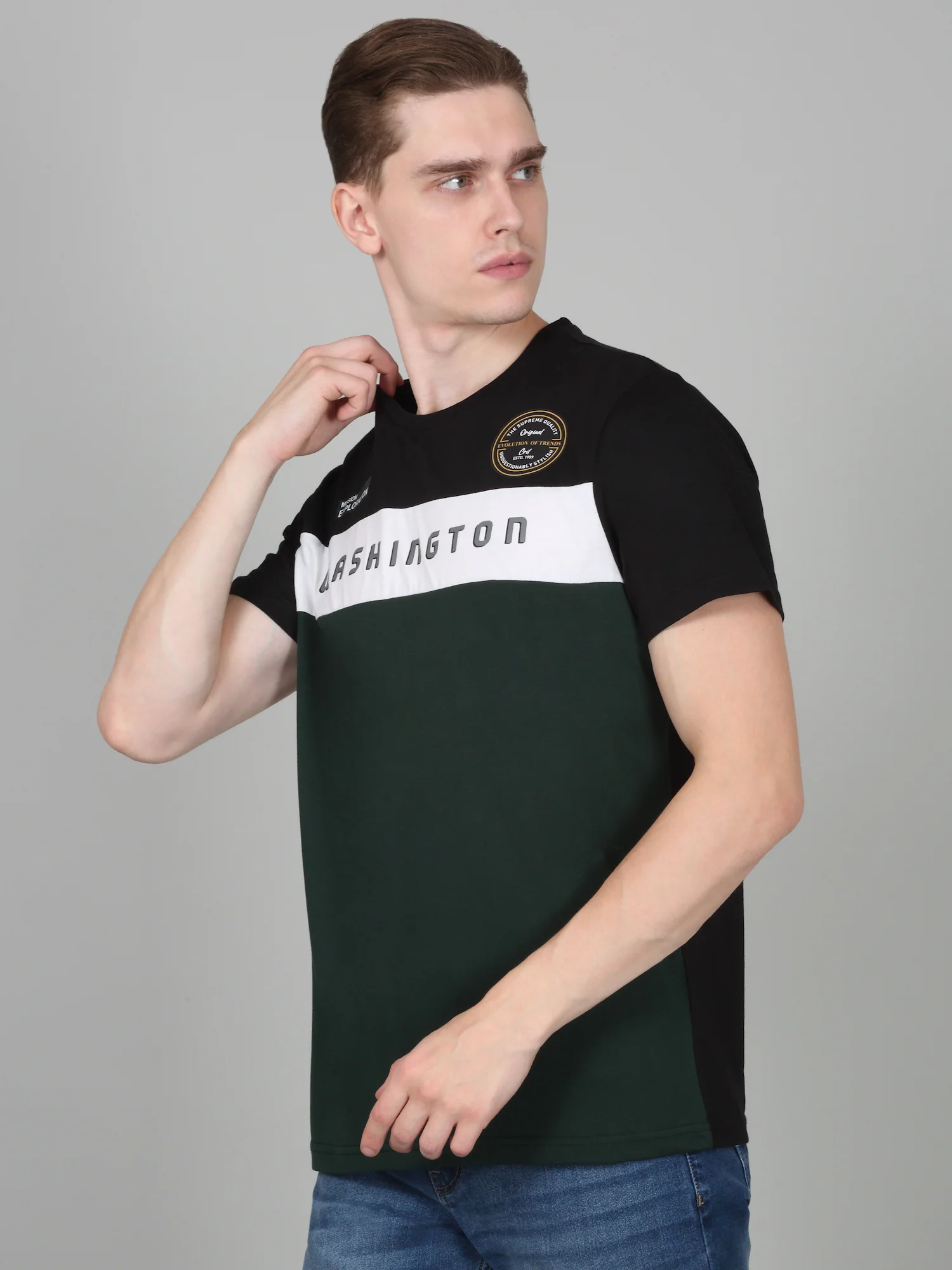 T-Shirt for Men | Breathable & Soft with Color Fastness Regular Fit Round Neck Poly Cotton Fabric Printed Pattern - Image 3