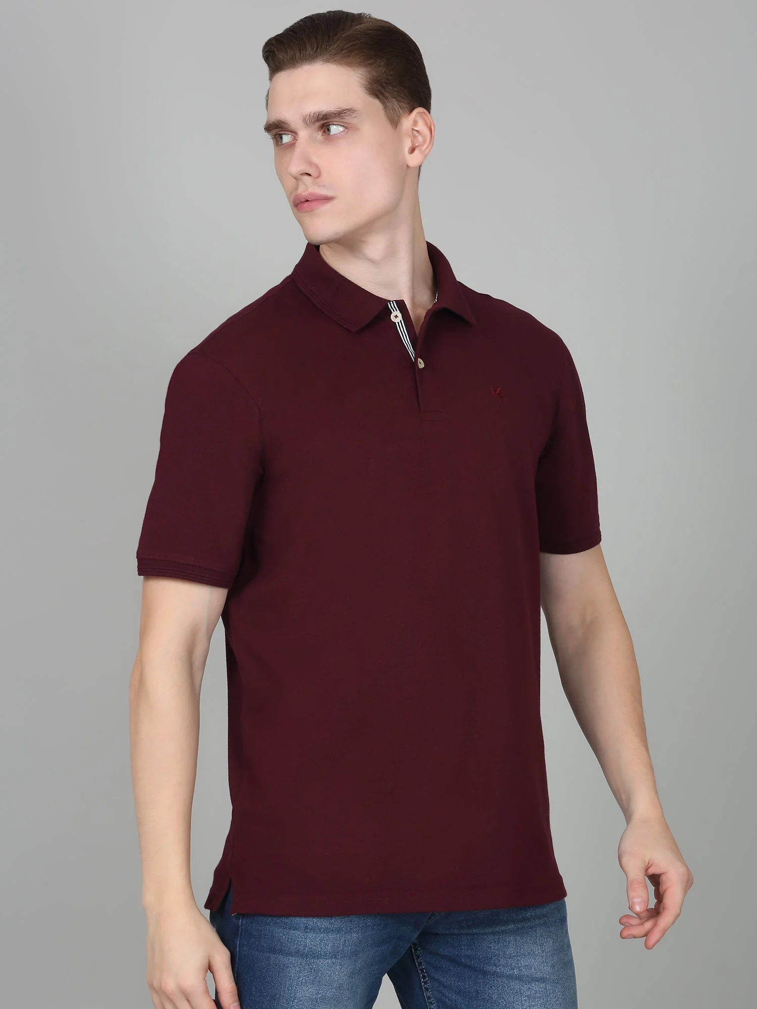 T-Shirt for Men | Breathable & Soft with Color Fastness Regular Fit Polo Neck Poly Cotton Fabric Solid Pattern - Image 3