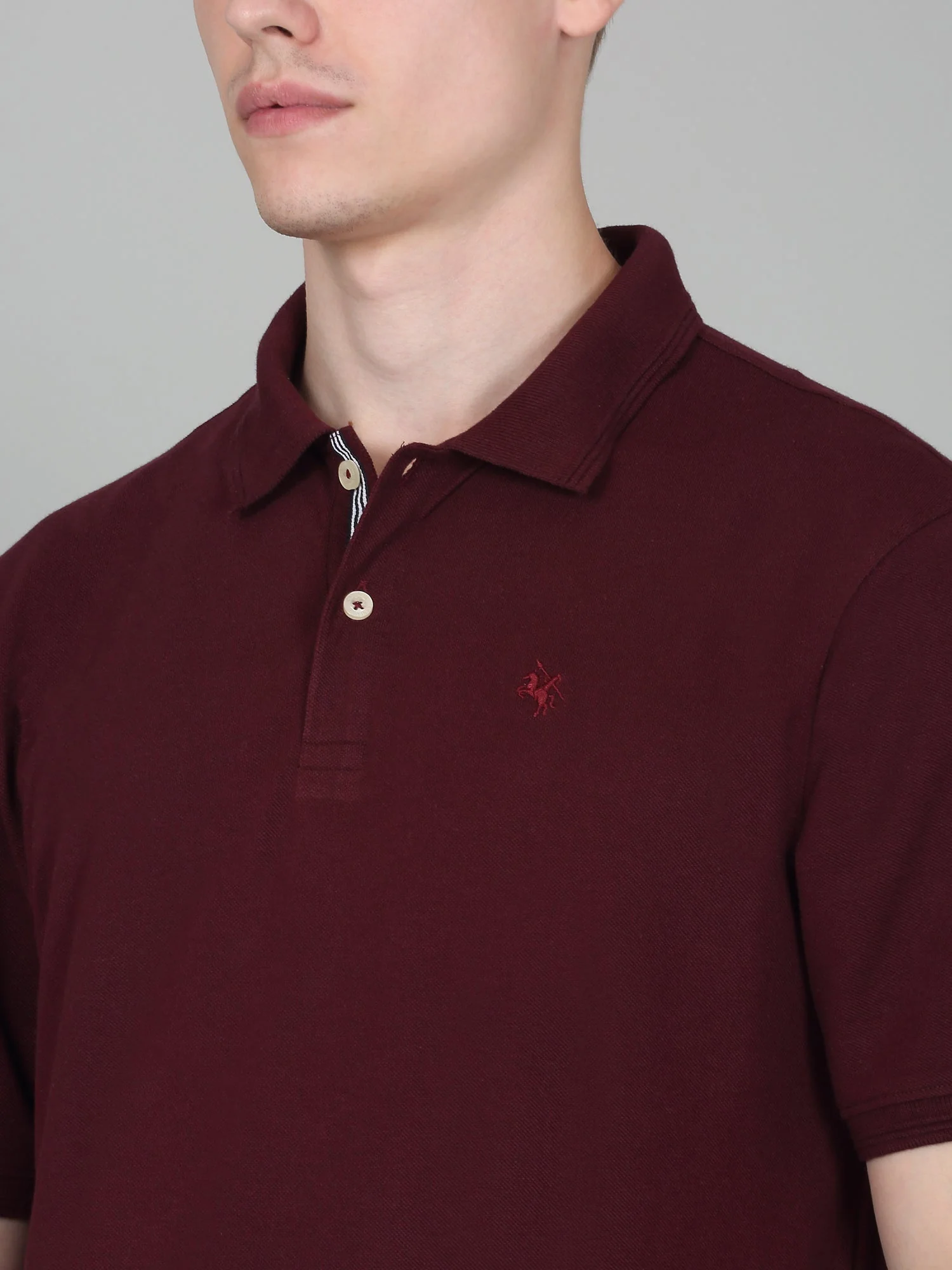T-Shirt for Men | Breathable & Soft with Color Fastness Regular Fit Polo Neck Poly Cotton Fabric Solid Pattern - Image 4