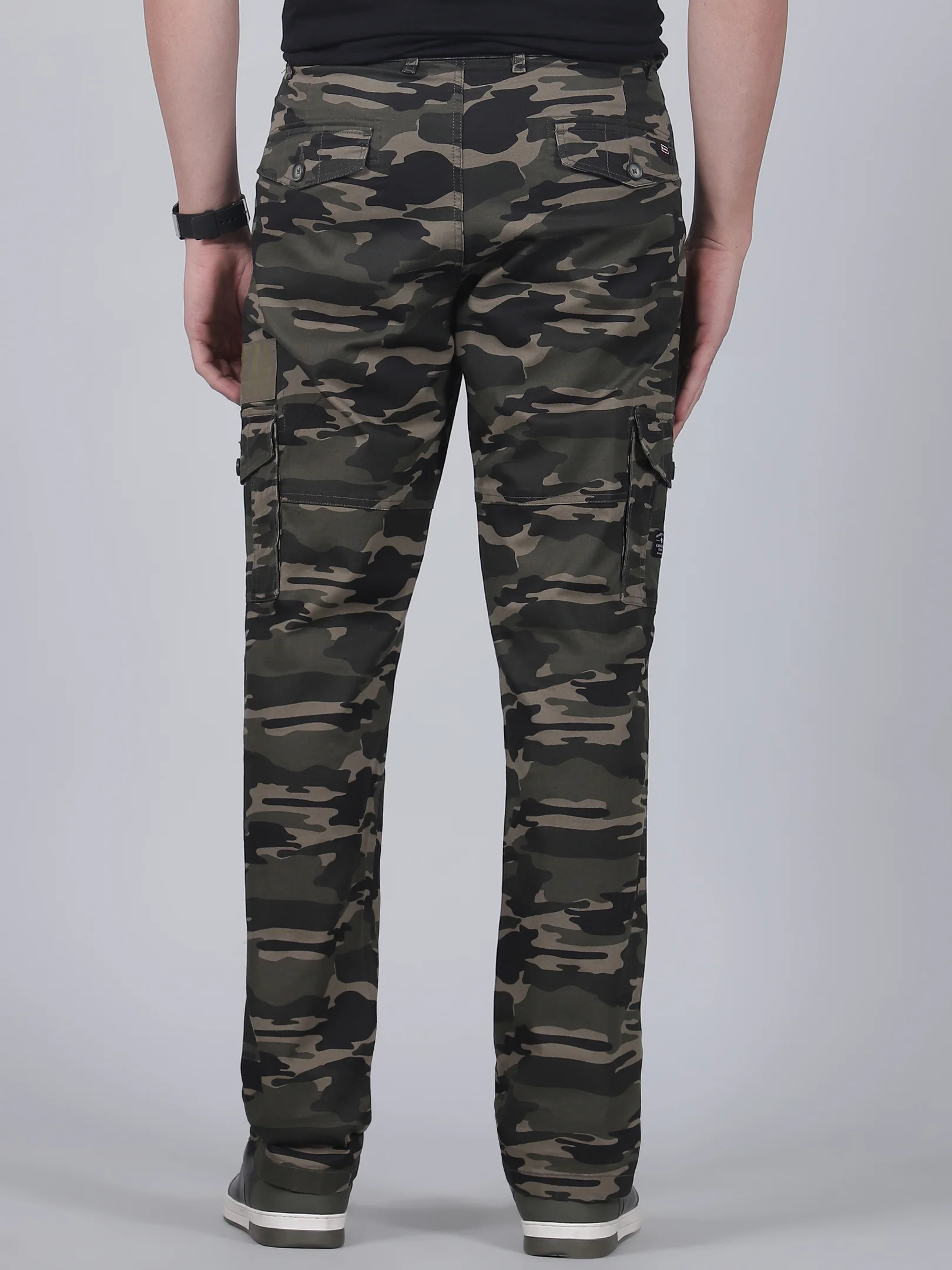 Men's Printed Green Regular Fit Casual Cargo - Image 5