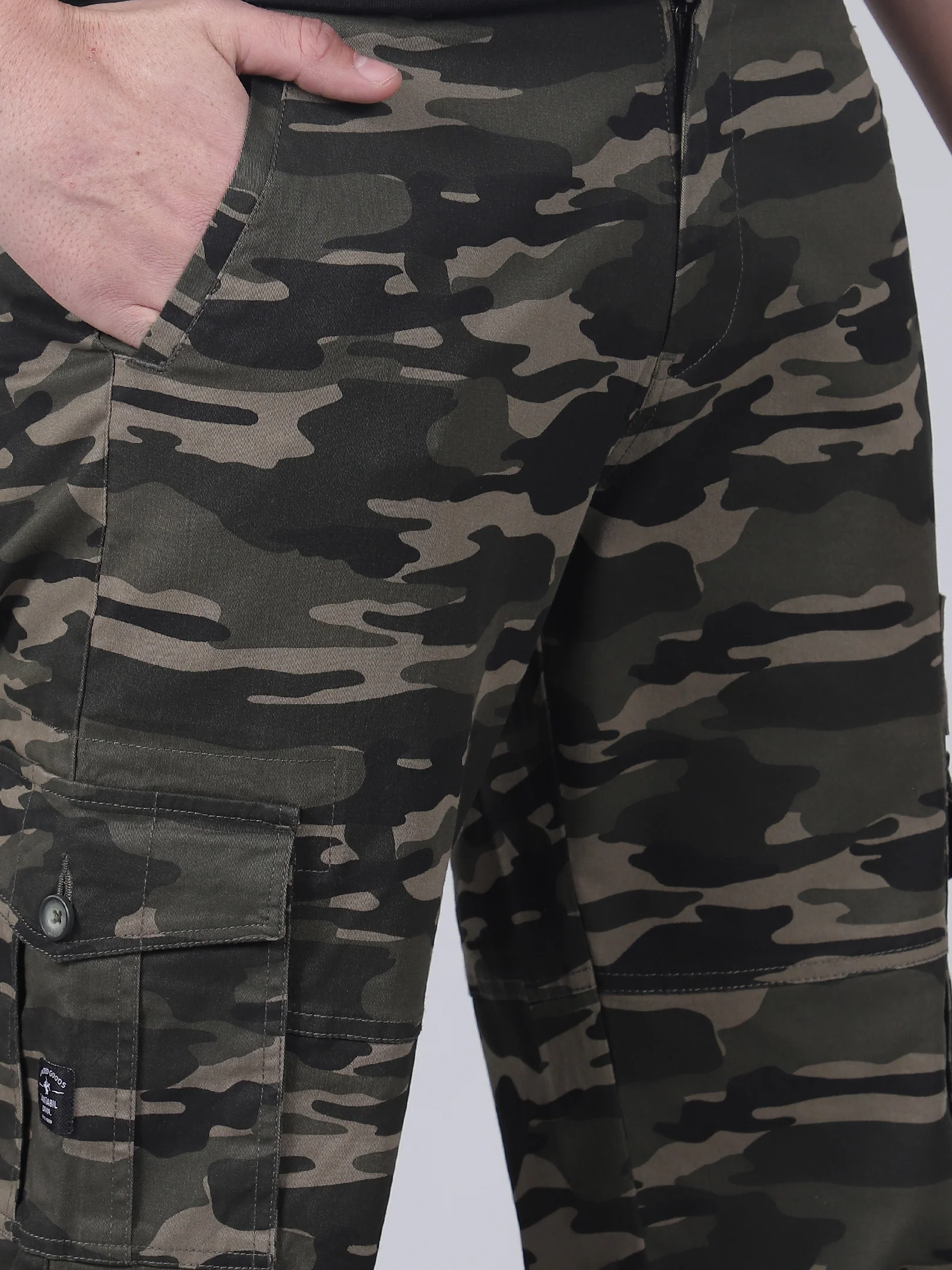Men's Printed Green Regular Fit Casual Cargo - Image 6