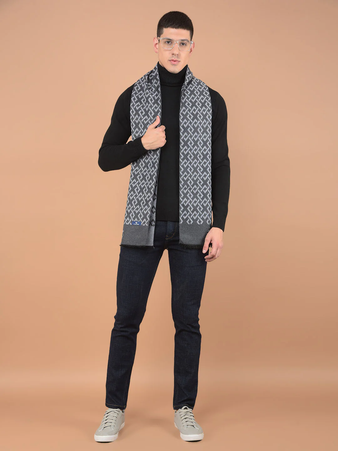 Men's Printed Grey Fashion Muffler - Image 2