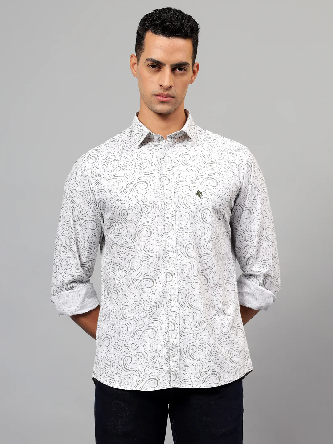 Casual Shirt for Men | Breathable & Soft with Color Fastness Regular Fit Spread Collar Neck Cotton Fabric Printed Pattern - Image 2