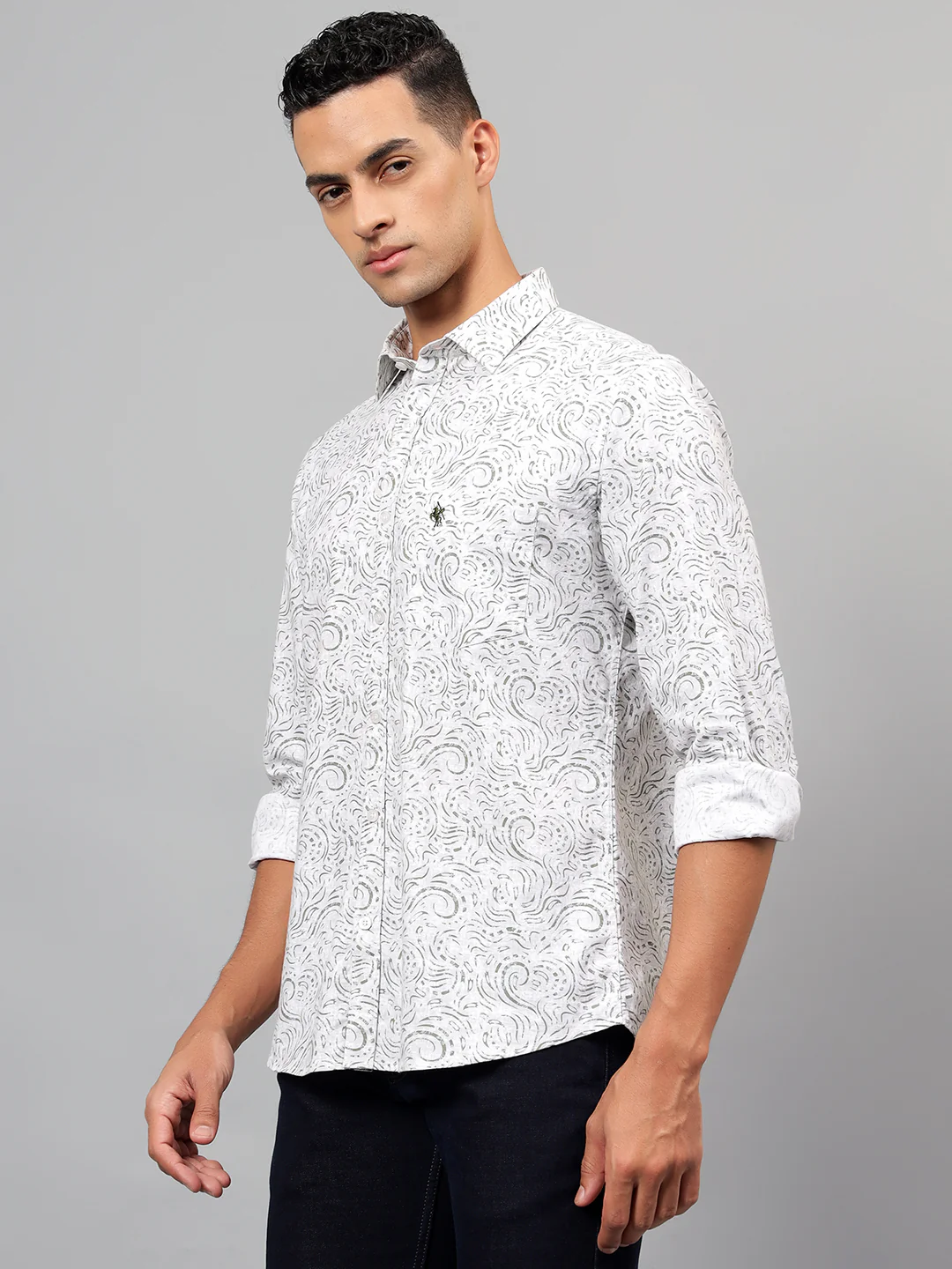 Casual Shirt for Men | Breathable & Soft with Color Fastness Regular Fit Spread Collar Neck Cotton Fabric Printed Pattern - Image 3