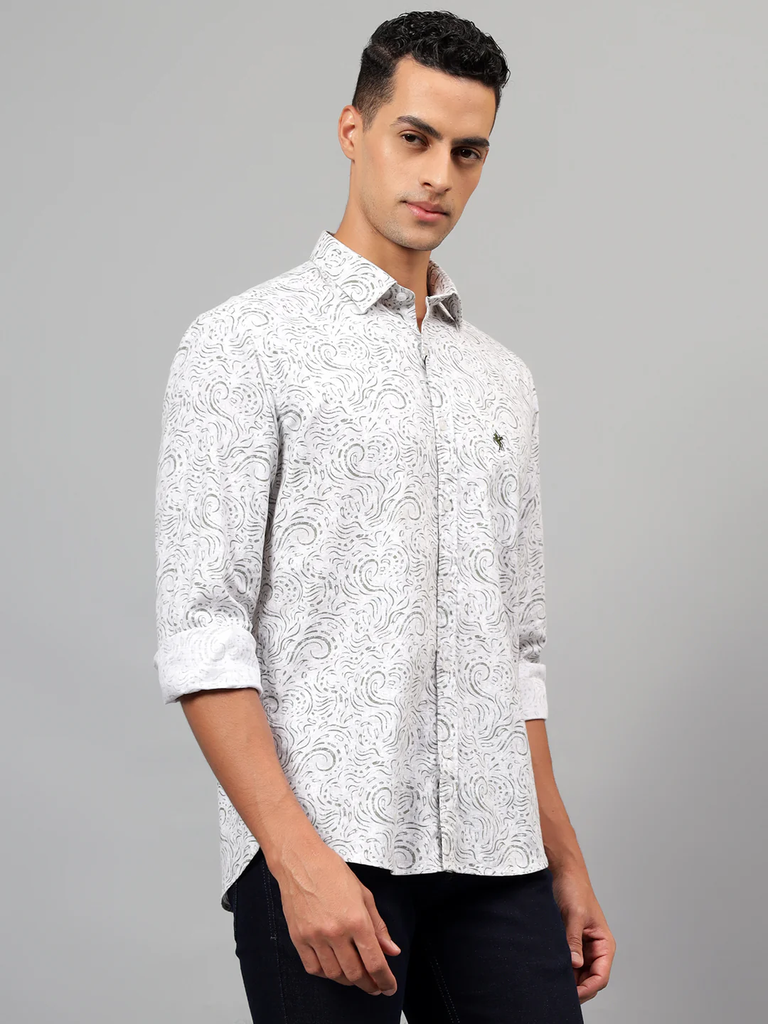 Casual Shirt for Men | Breathable & Soft with Color Fastness Regular Fit Spread Collar Neck Cotton Fabric Printed Pattern - Image 4