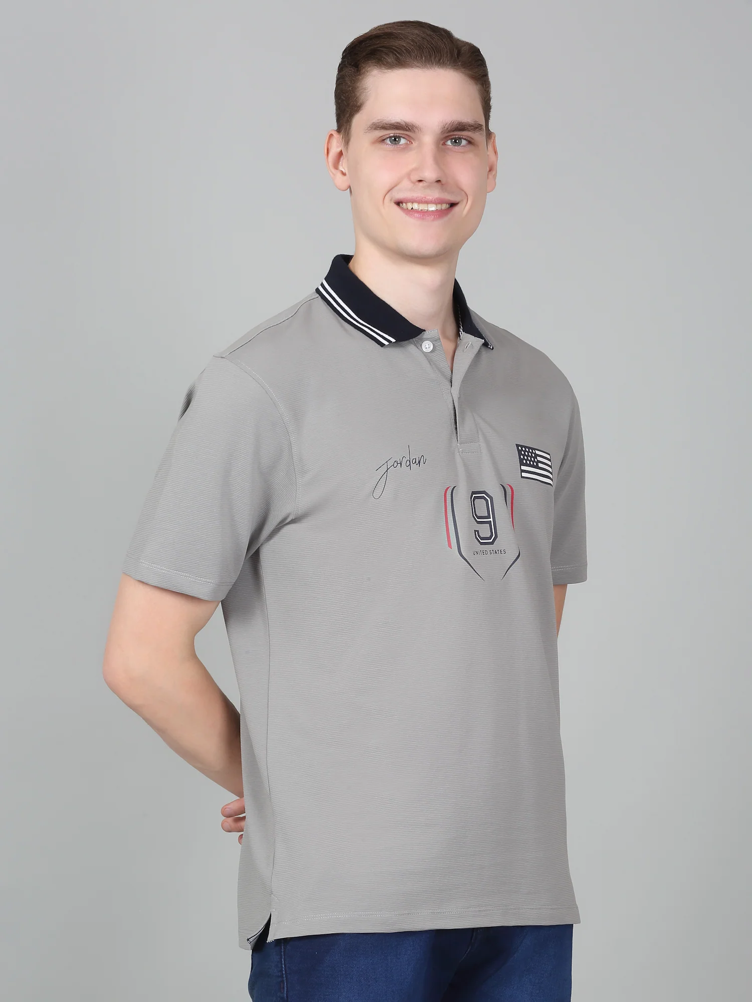 T-Shirt for Men | Breathable & Soft with Color Fastness Regular Fit Polo Neck Cotton Blend Fabric Printed Pattern - Image 3