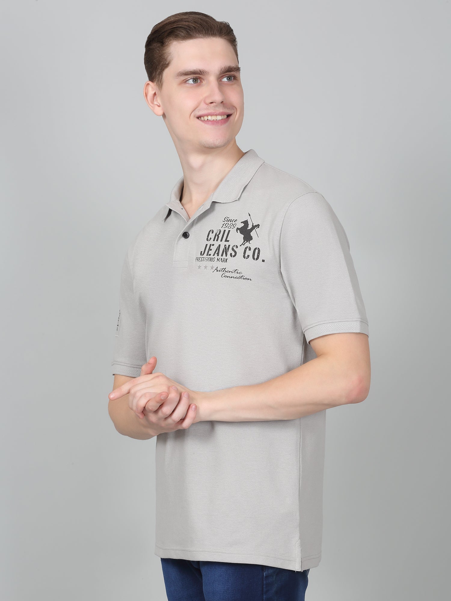 T-Shirt for Men | Breathable & Soft with Color Fastness Regular Fit Polo Neck Poly Cotton Fabric Printed Pattern - Image 3