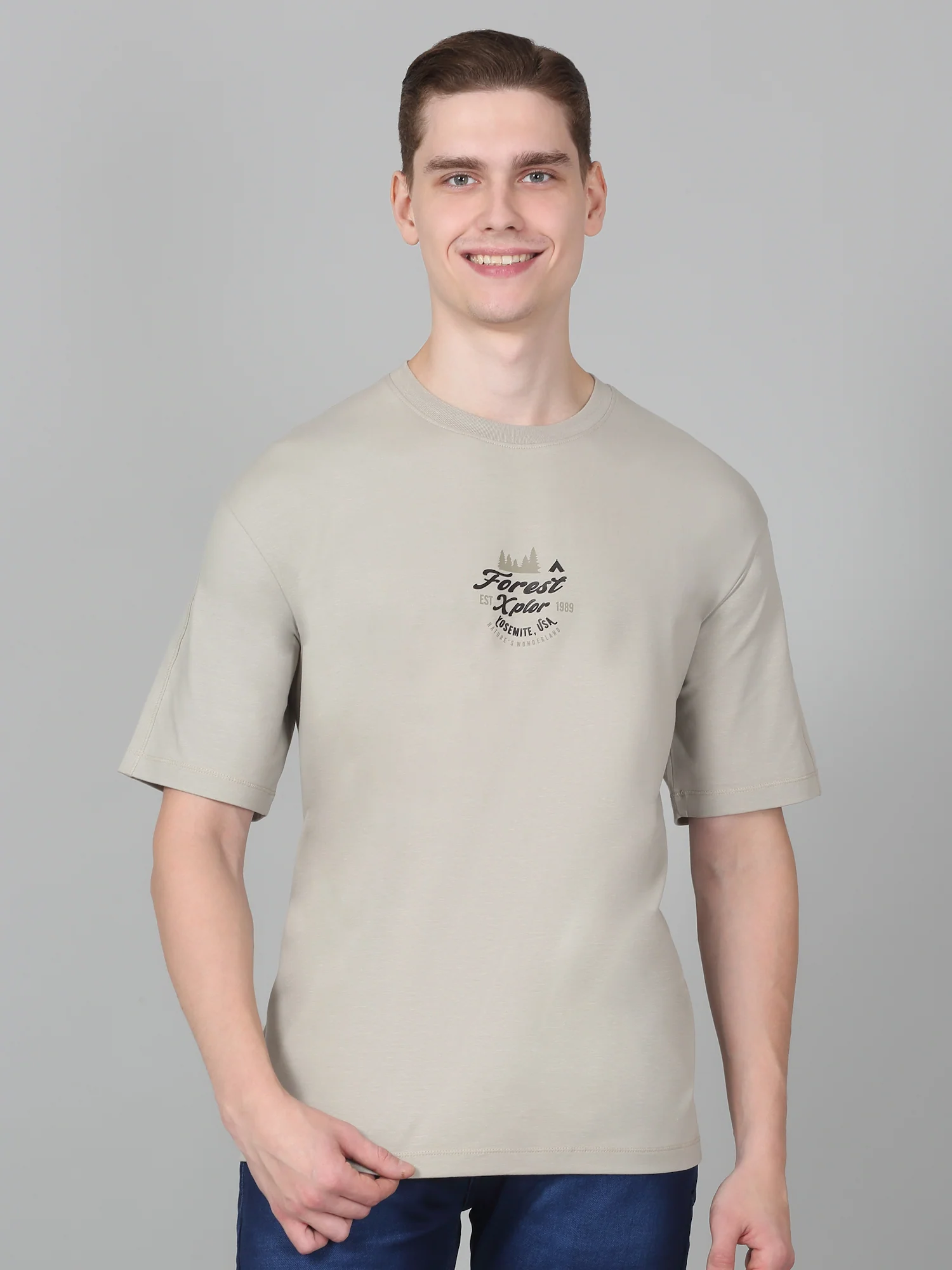 T-Shirt for Men | Breathable & Soft with Color Fastness Regular Fit Round Neck Cotton Blend Fabric Printed Pattern - Image 3