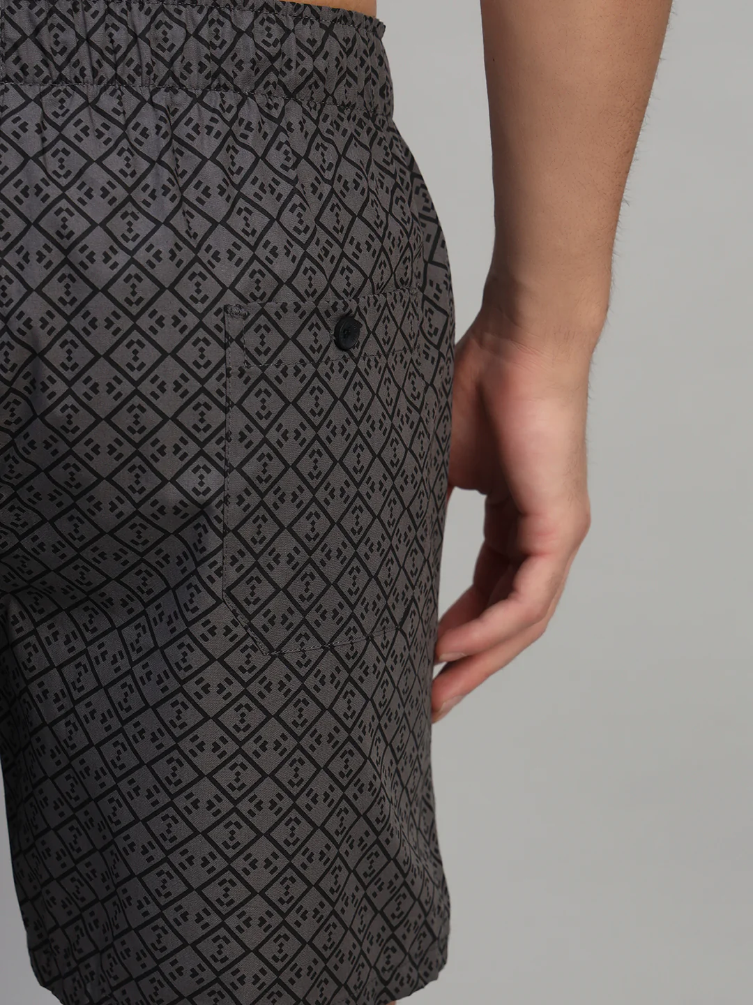 Men's Printed Grey Regular Fit Casual Boxer - Image 3