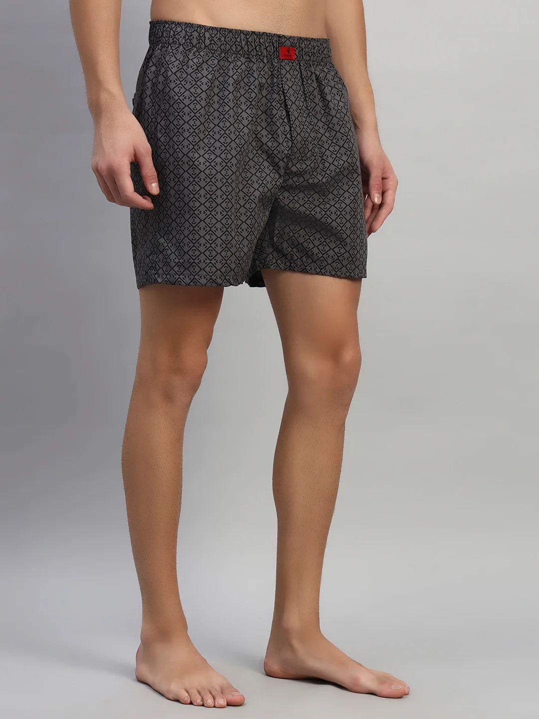 Men's Printed Grey Regular Fit Casual Boxer - Image 6