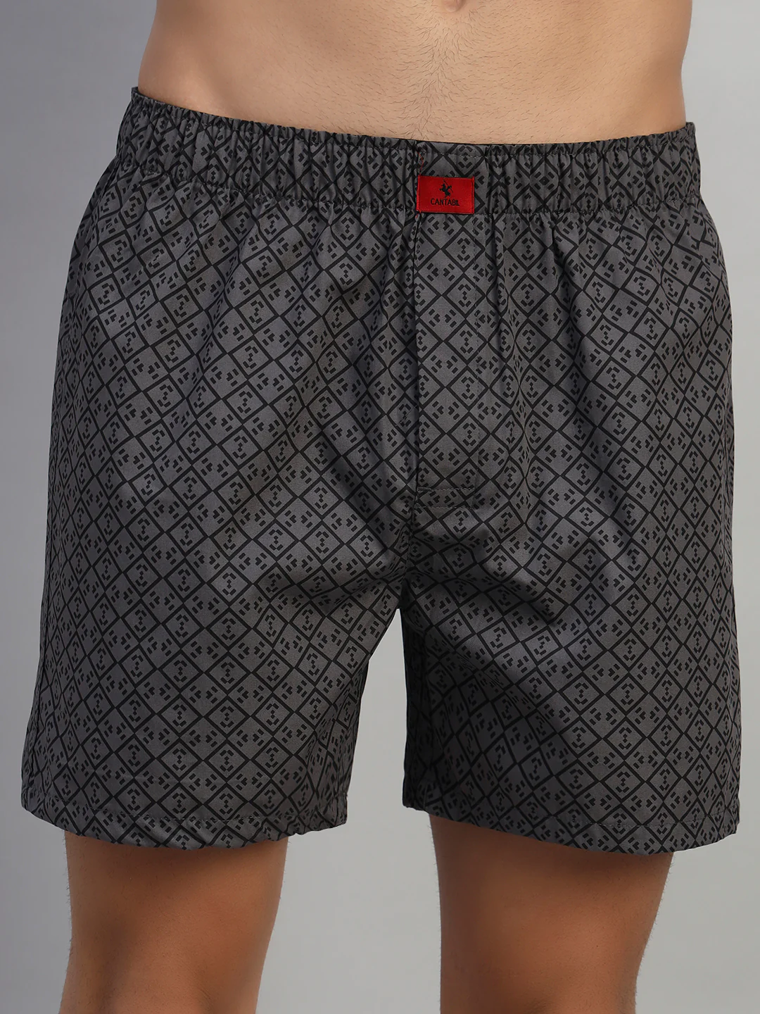 Men's Printed Grey Regular Fit Casual Boxer - Image 7