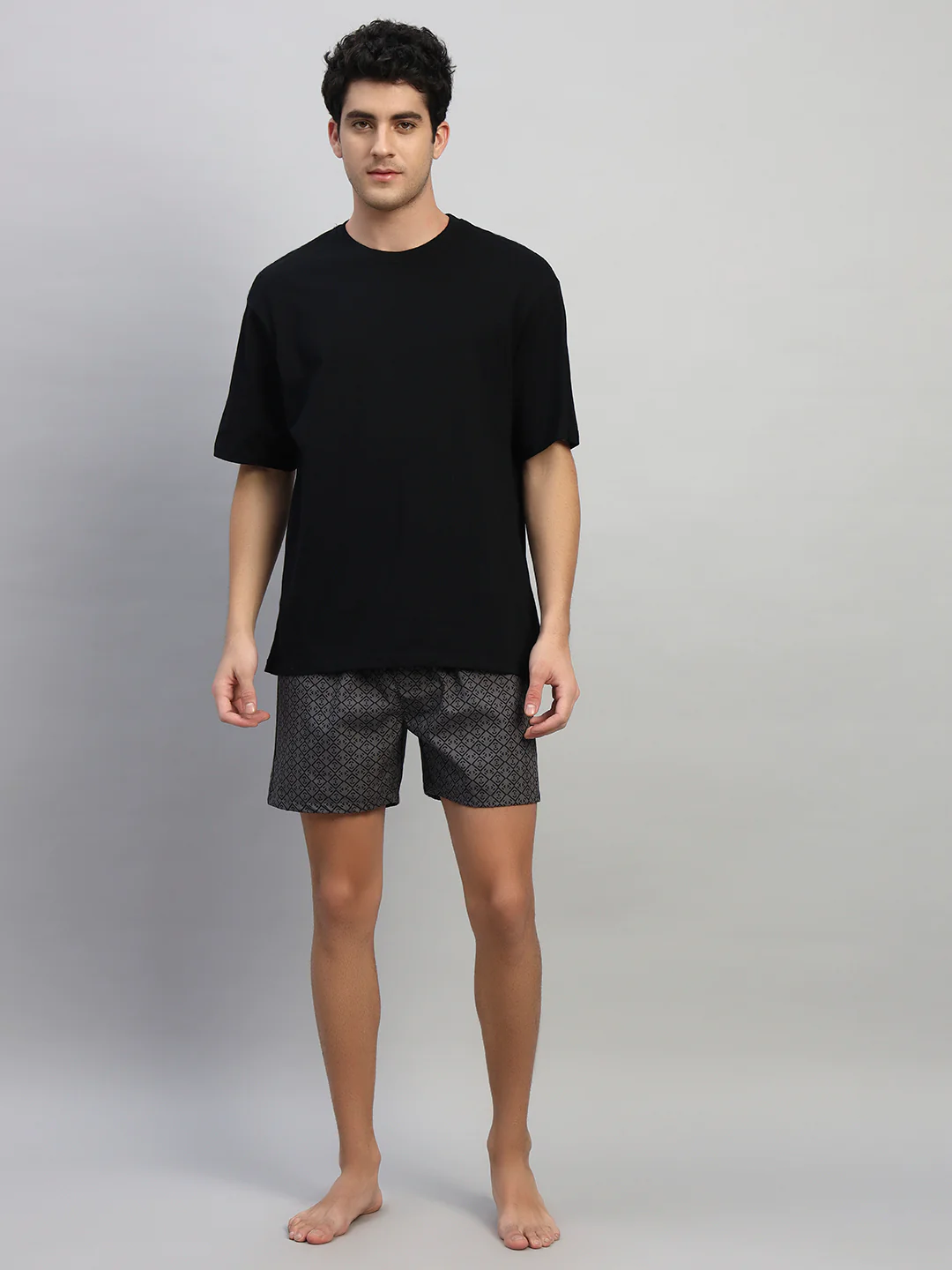 Men's Printed Grey Regular Fit Casual Boxer - Image 8