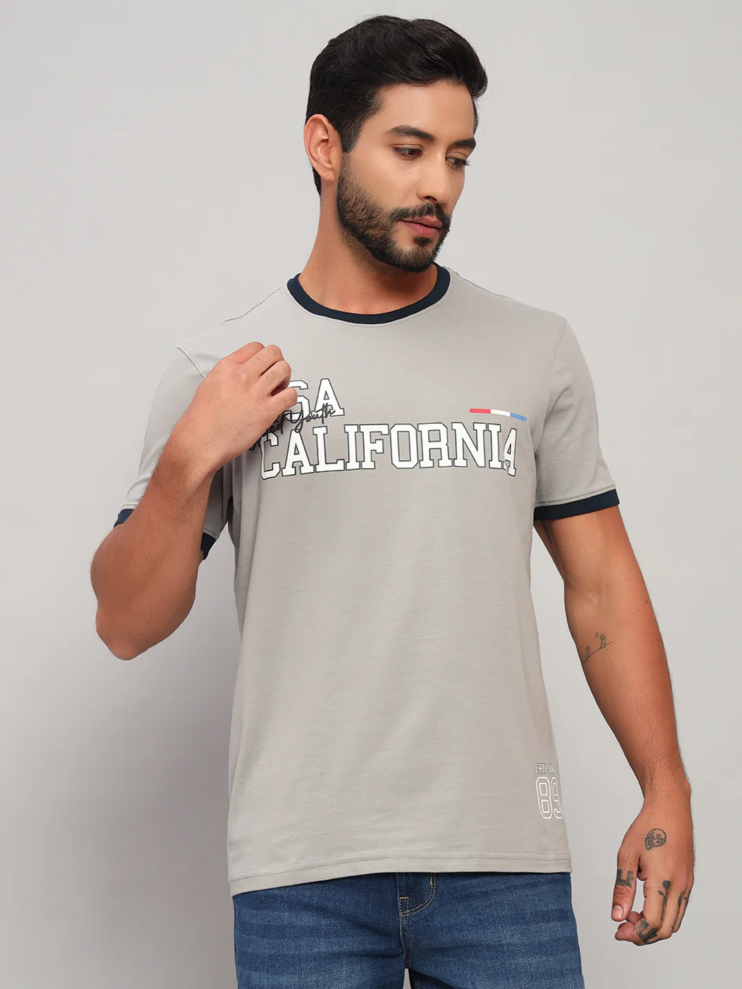 T-Shirt for Men | Breathable & Soft with Color Fastness Regular Fit Round Neck Cotton Blend Fabric Printed Pattern - Image 3