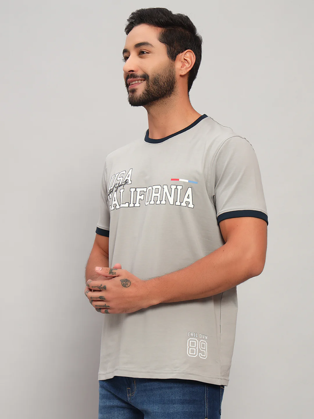 T-Shirt for Men | Breathable & Soft with Color Fastness Regular Fit Round Neck Cotton Blend Fabric Printed Pattern - Image 4
