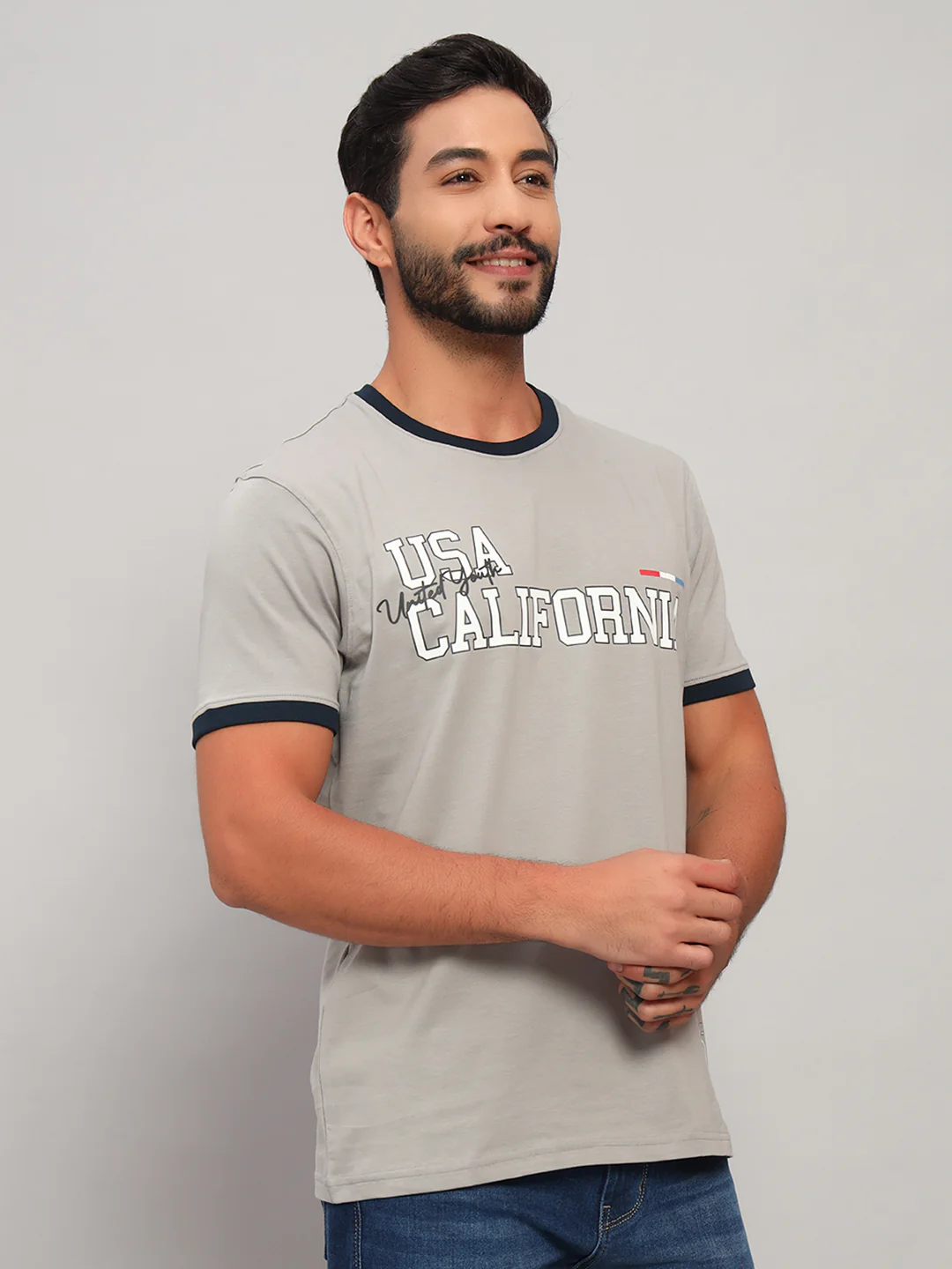 T-Shirt for Men | Breathable & Soft with Color Fastness Regular Fit Round Neck Cotton Blend Fabric Printed Pattern - Image 5