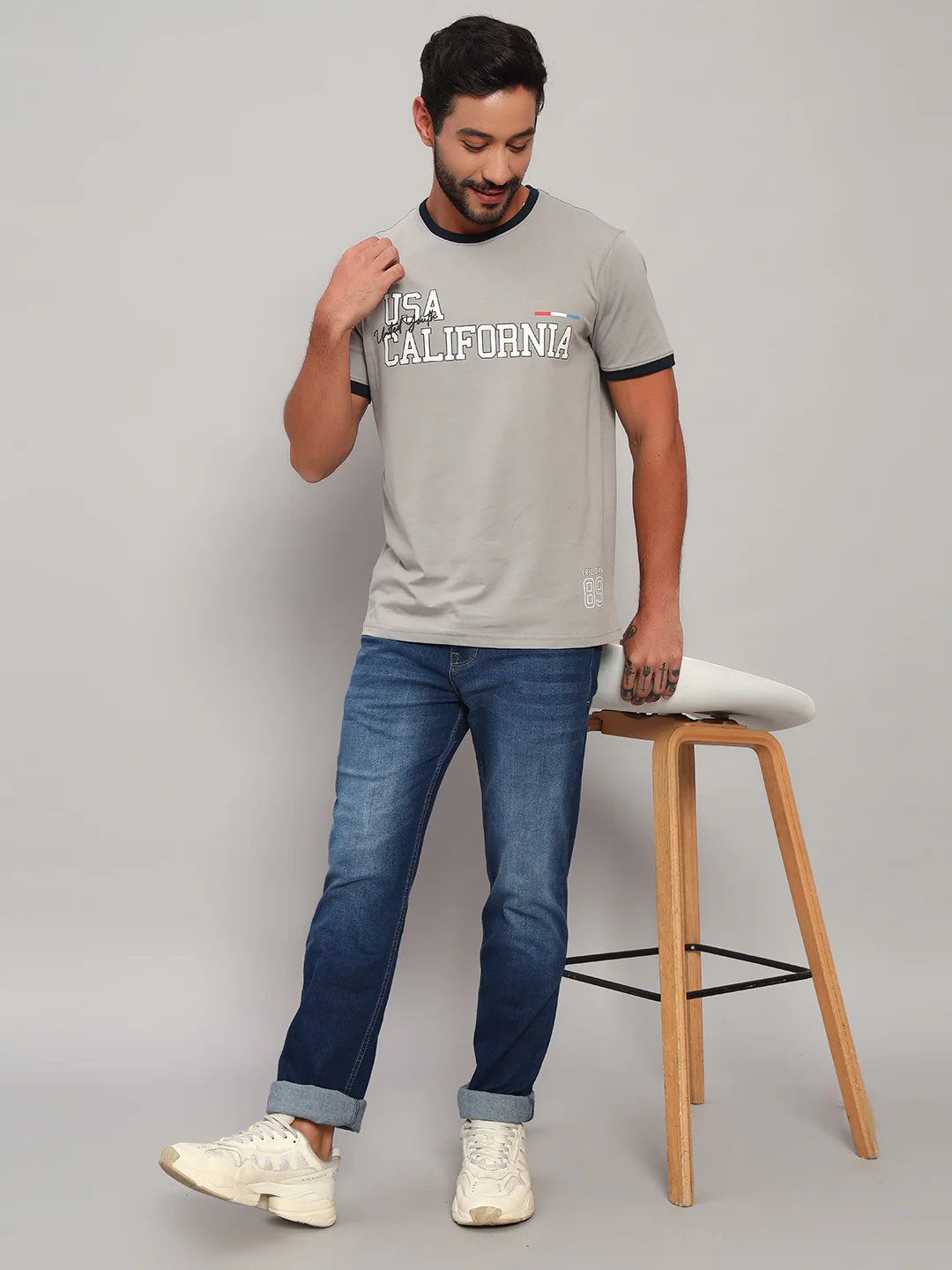 T-Shirt for Men | Breathable & Soft with Color Fastness Regular Fit Round Neck Cotton Blend Fabric Printed Pattern - Image 7