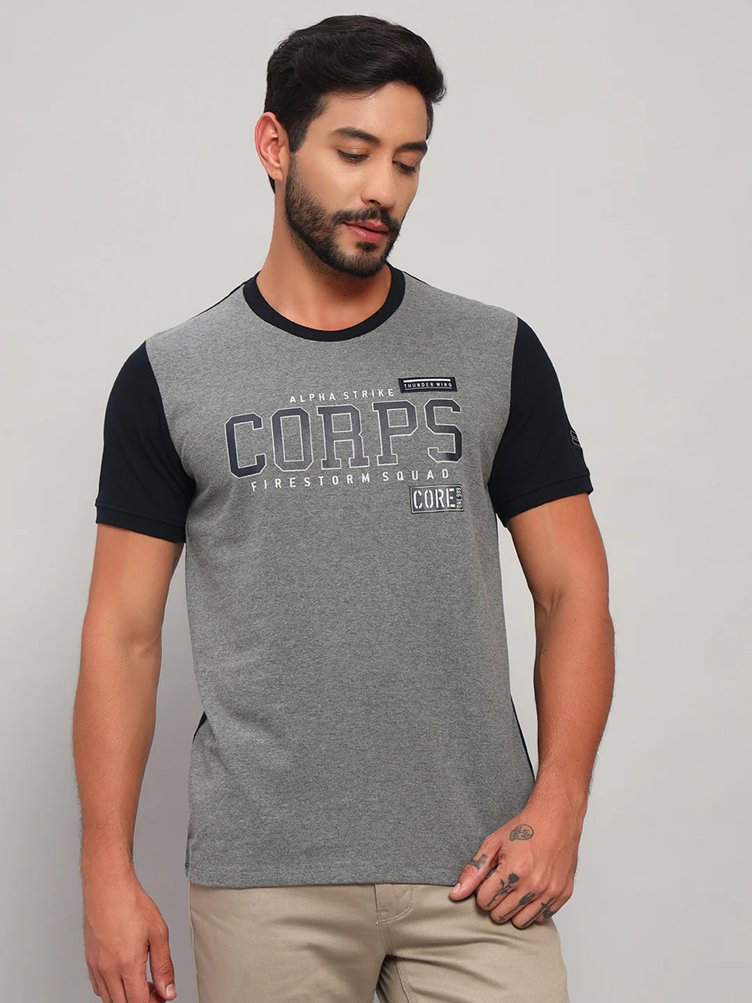 T-Shirt for Men | Breathable & Soft with Color Fastness Regular Fit Round Neck Poly Cotton Fabric Printed Pattern - Image 3